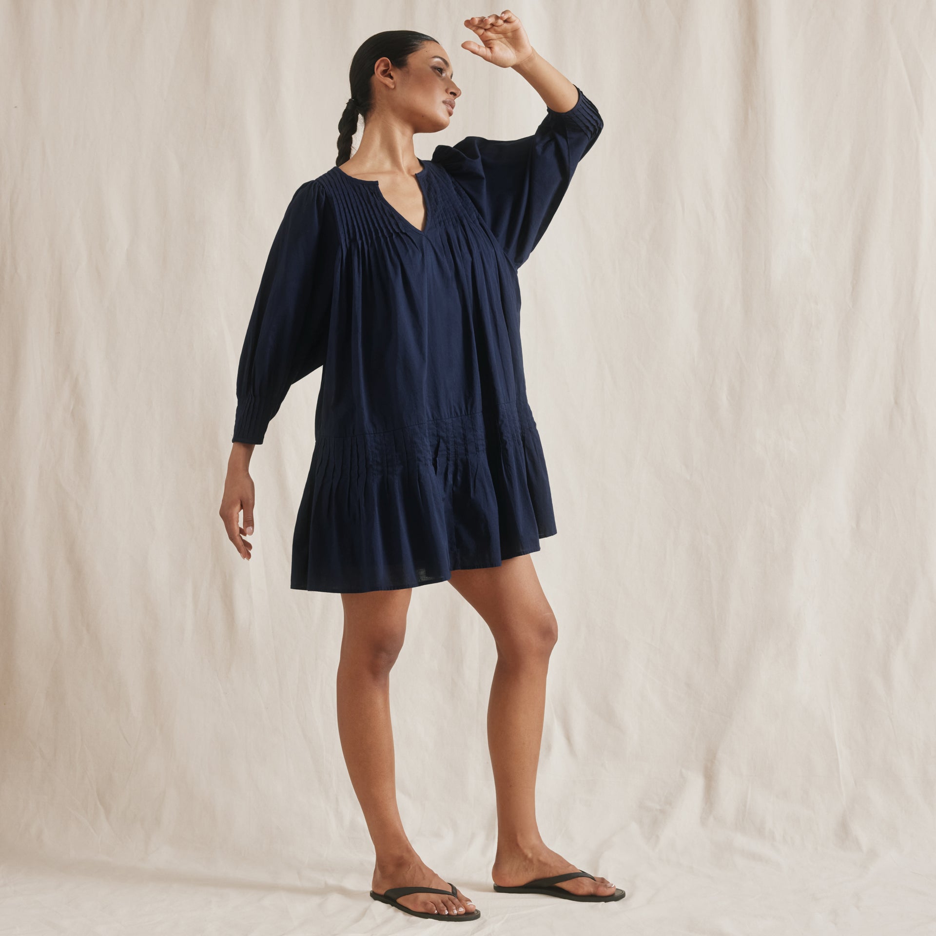 Pintuck Short Dress