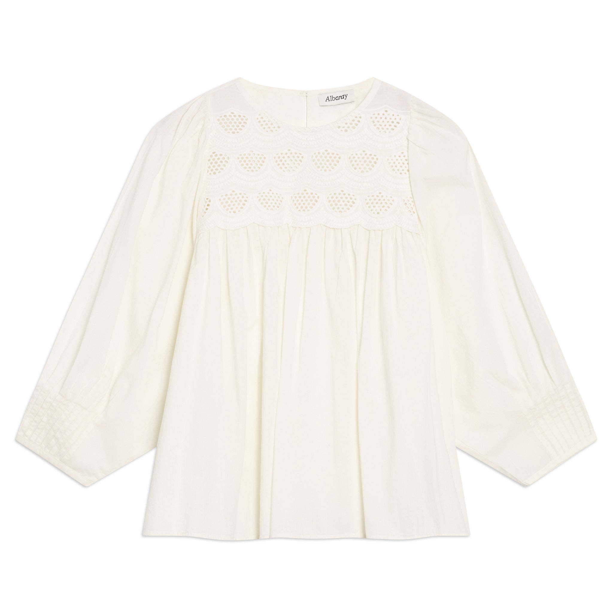 Re-Loved Cream Embroidered Yoke Top Size 16