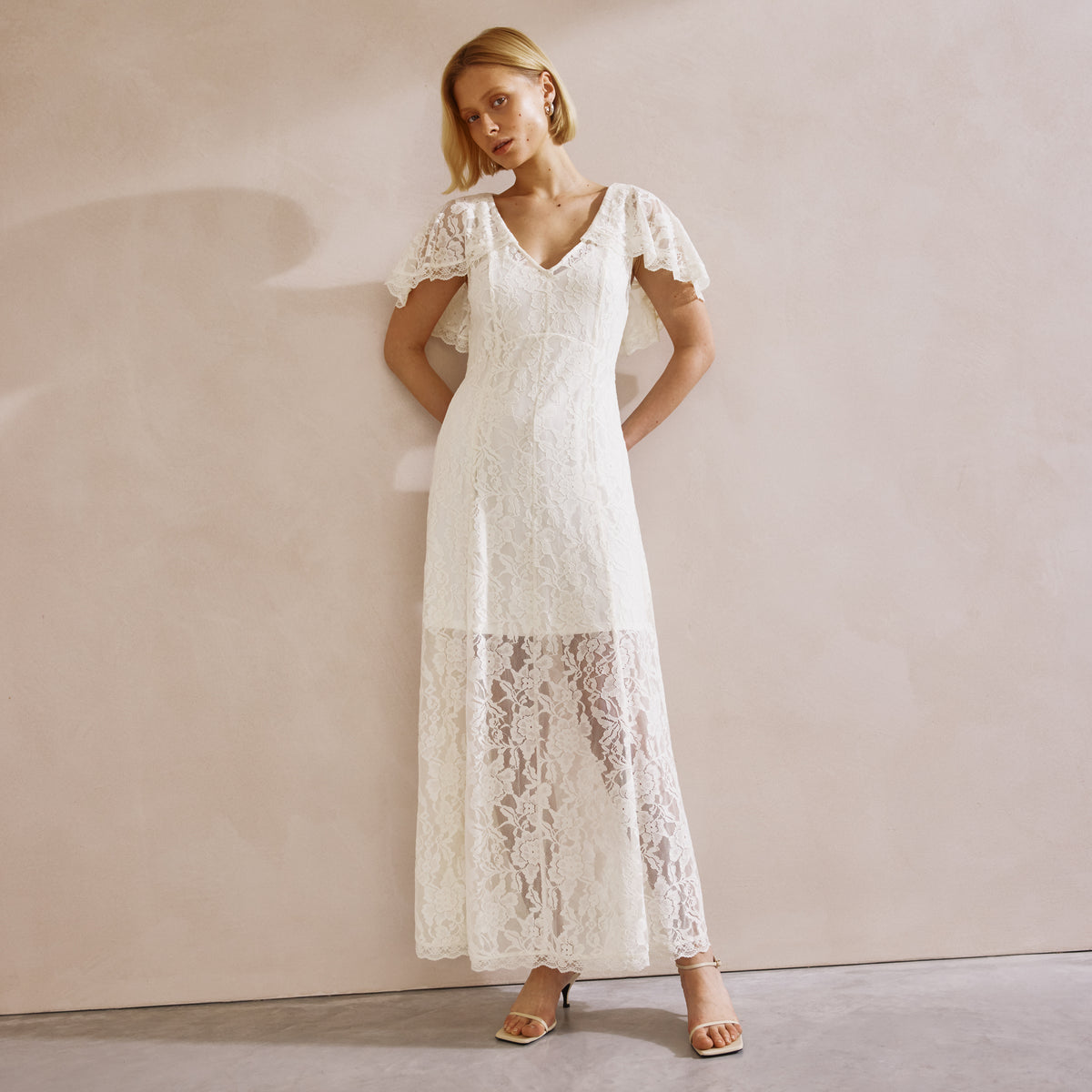 Lace Cape Maxi Dress