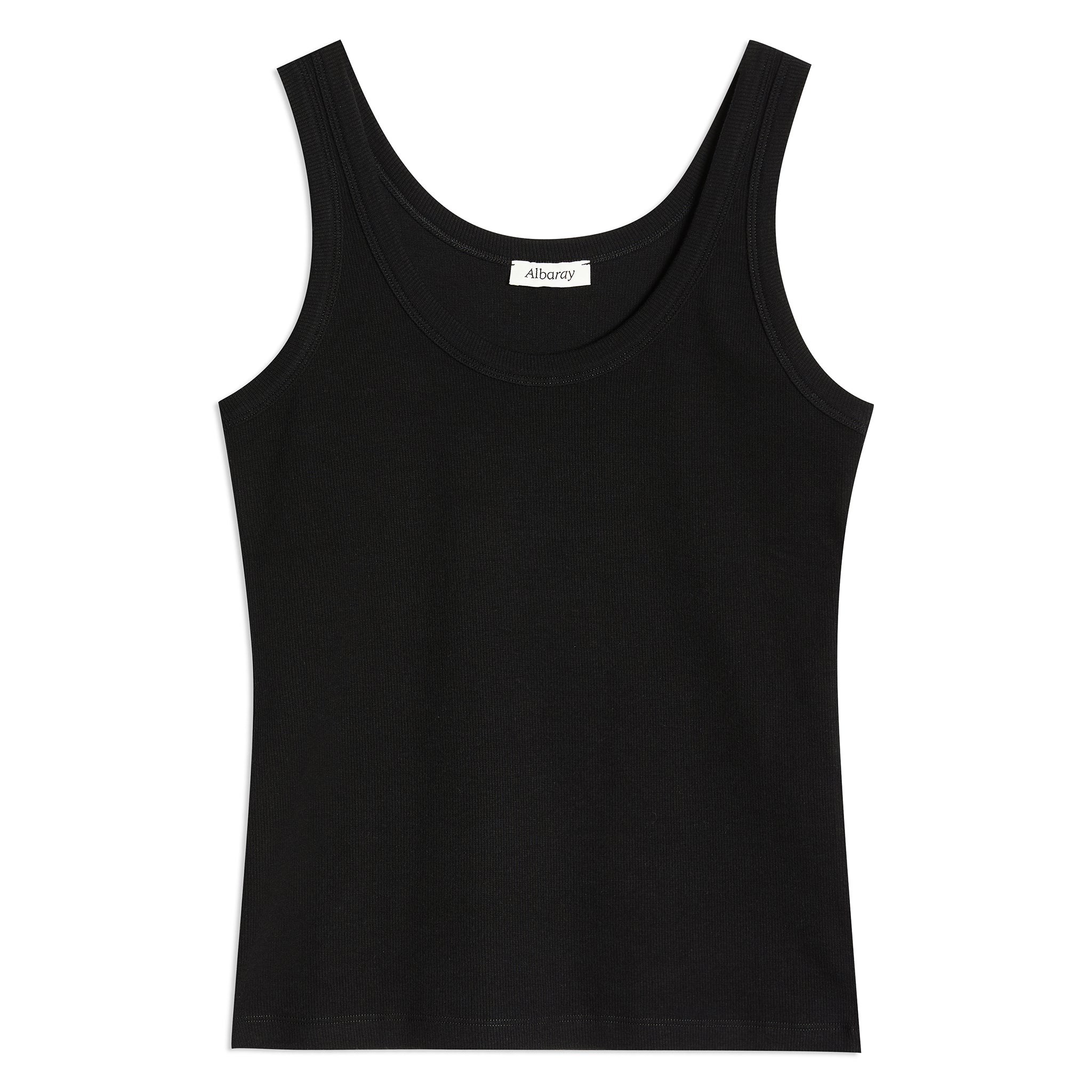 Re-Loved  Black Rib Vest Top Size 16