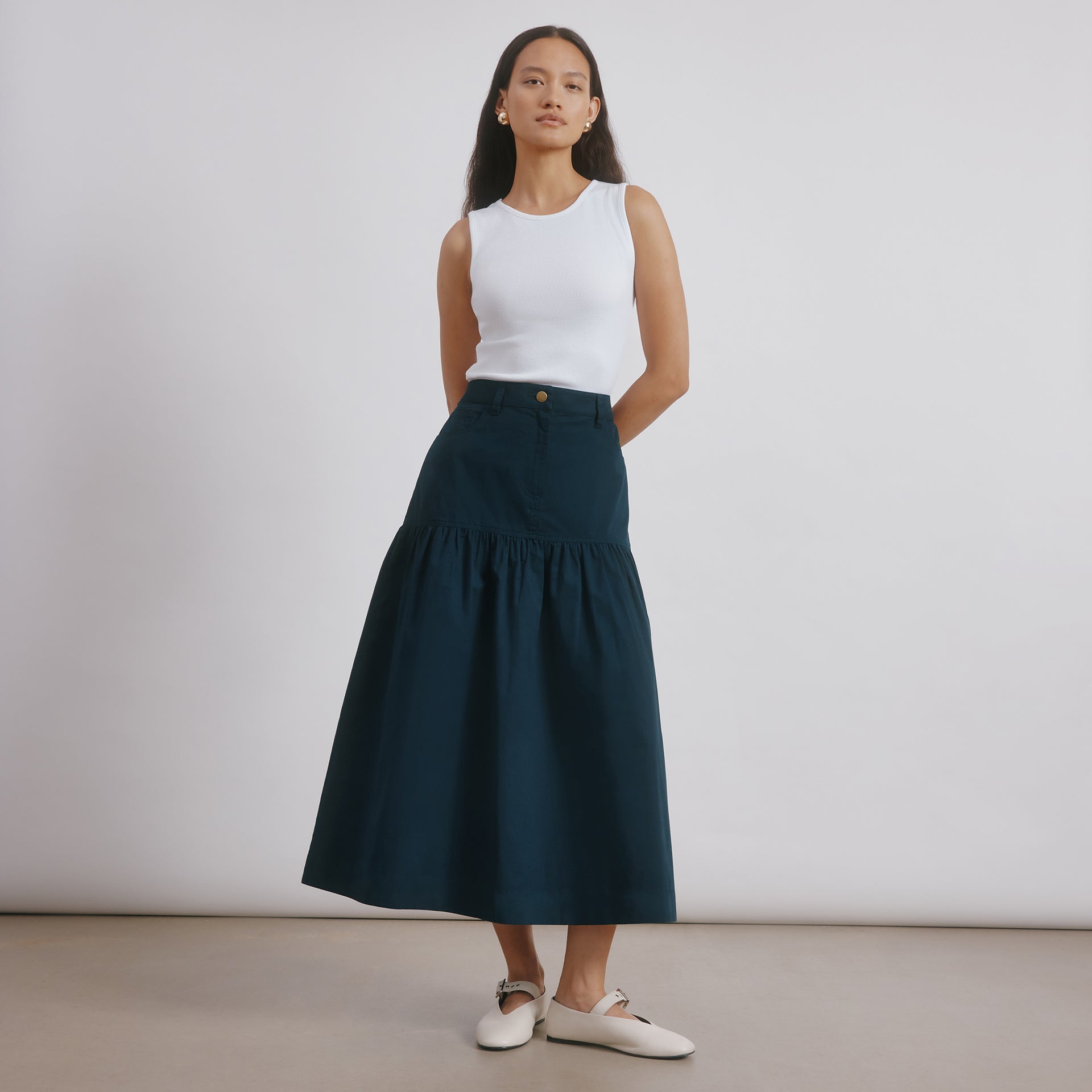 Drop Waist Twill Skirt
