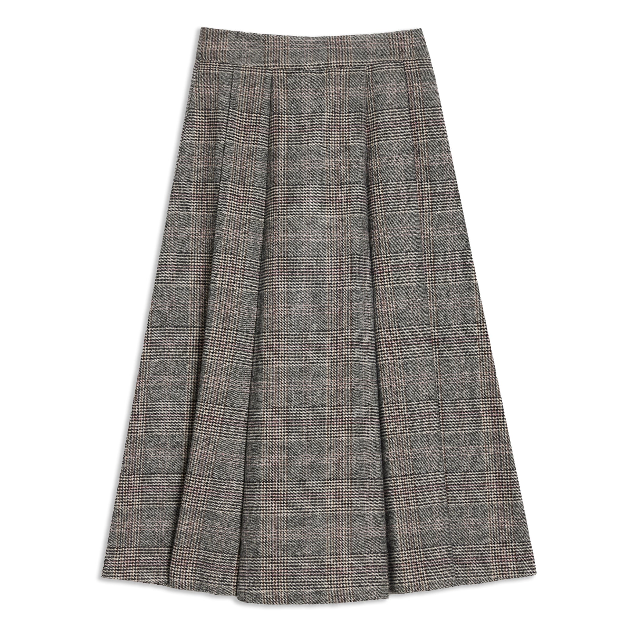 Check Pleat Midi Skirt