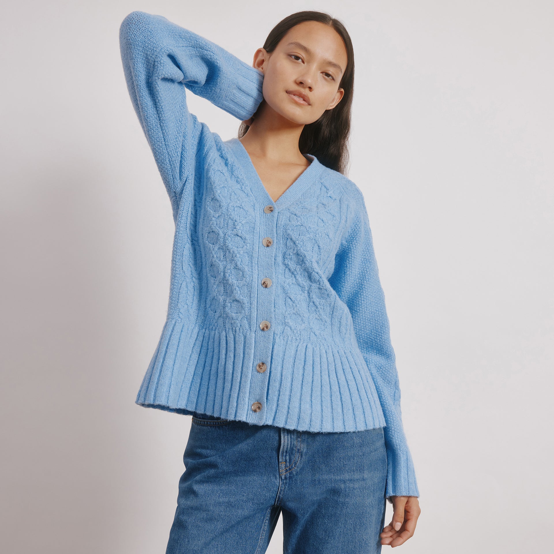 Cable Peplum Cardigan