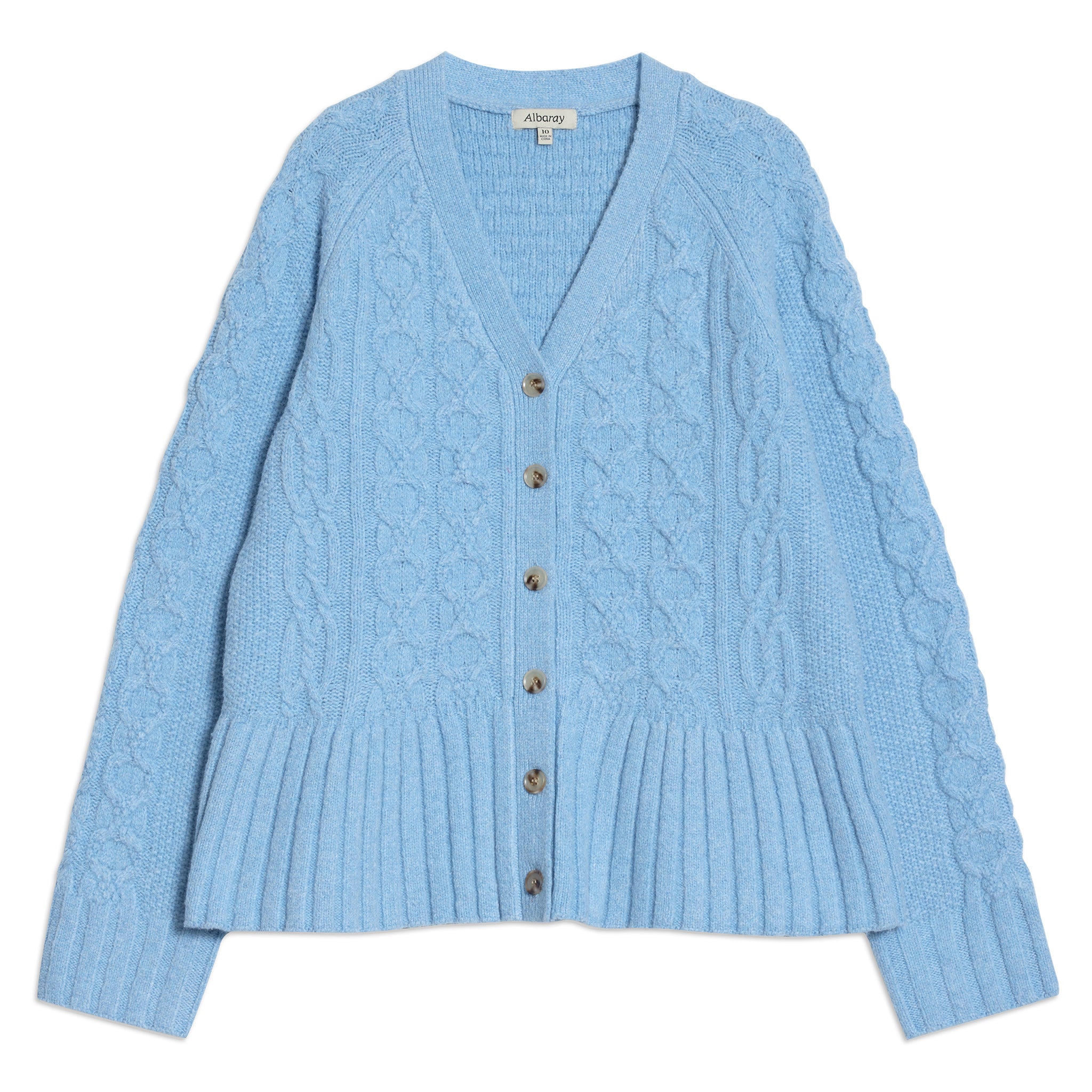 Blue Cable Peplum Cardigan | Sustainable Womenswear | Albaray