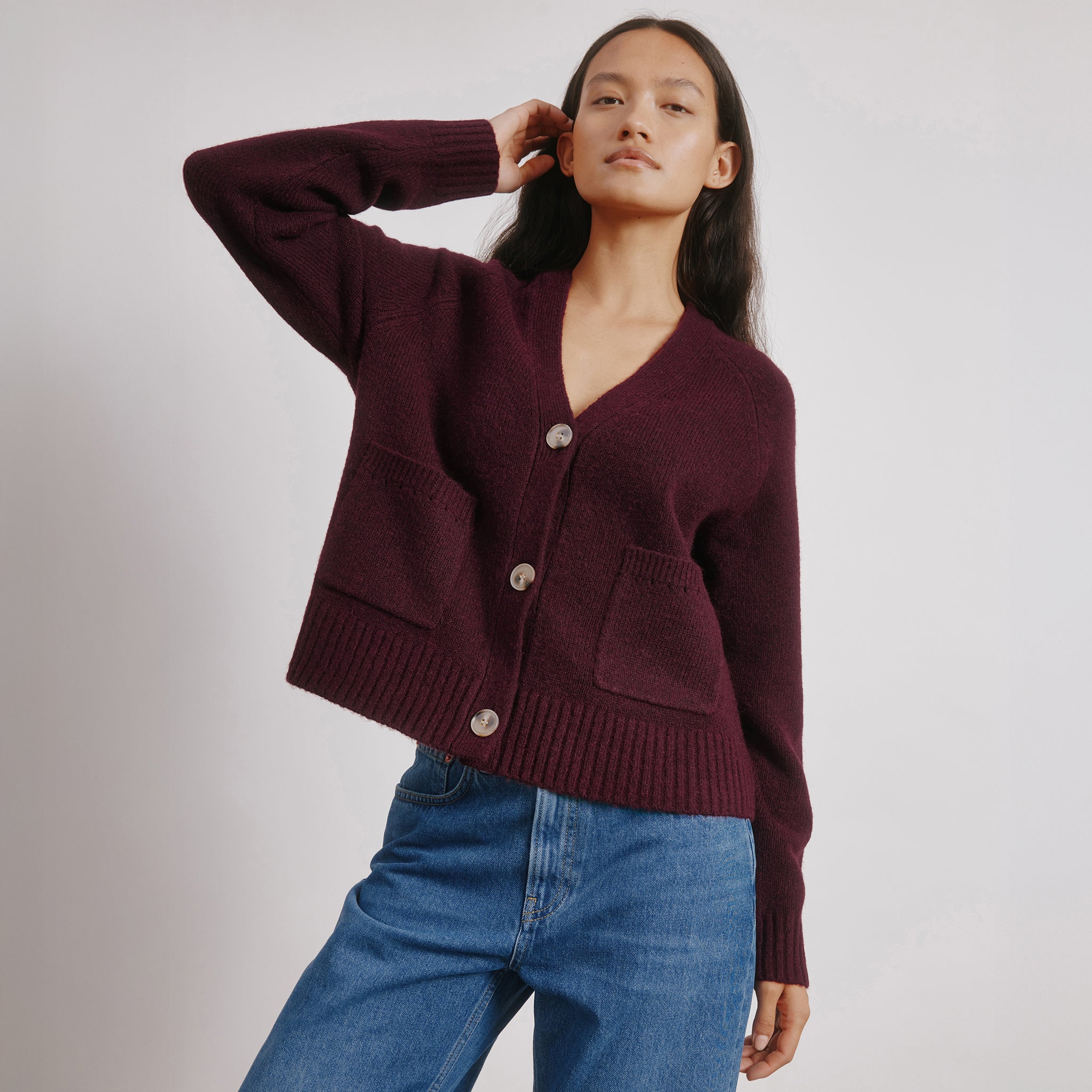 Cosy Relaxed Cardigan Burgundy | Sustainable Womenswear | Albaray