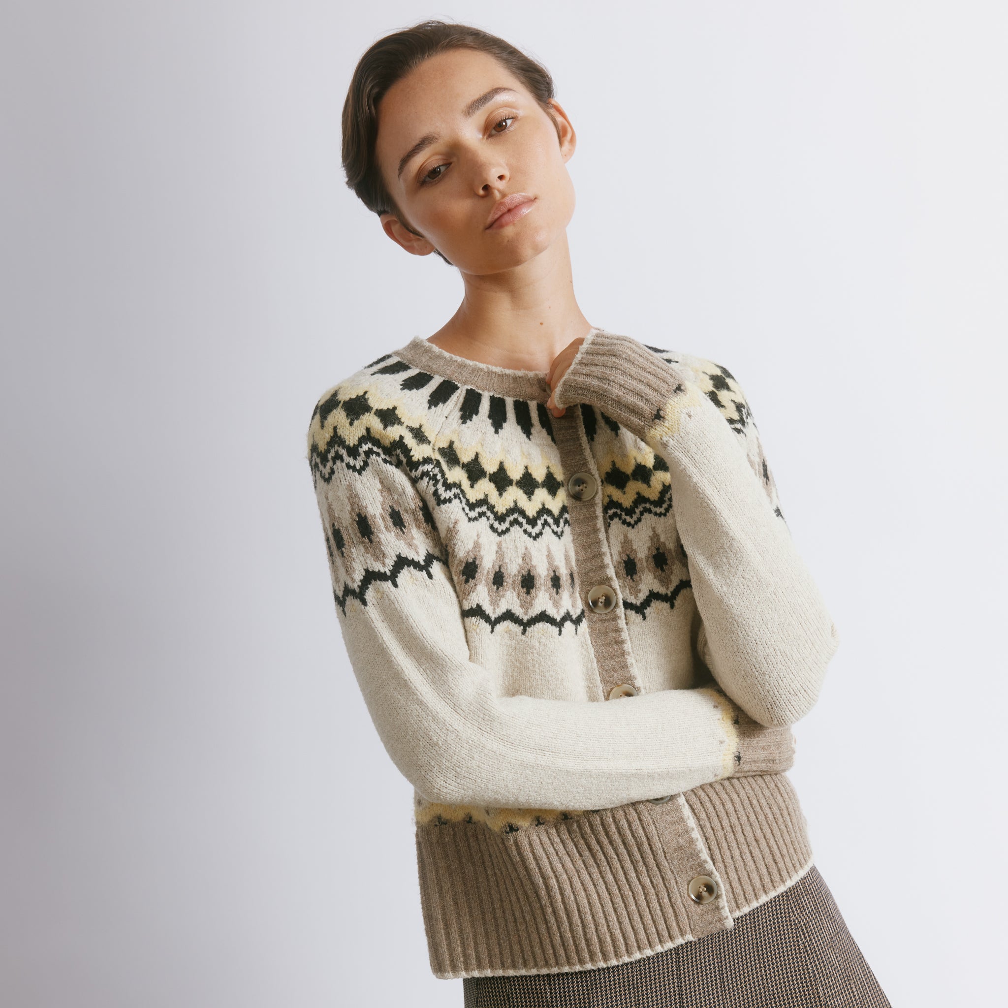 Fair Isle Yoke Cardigan | Sustainable Womenswear | Albaray