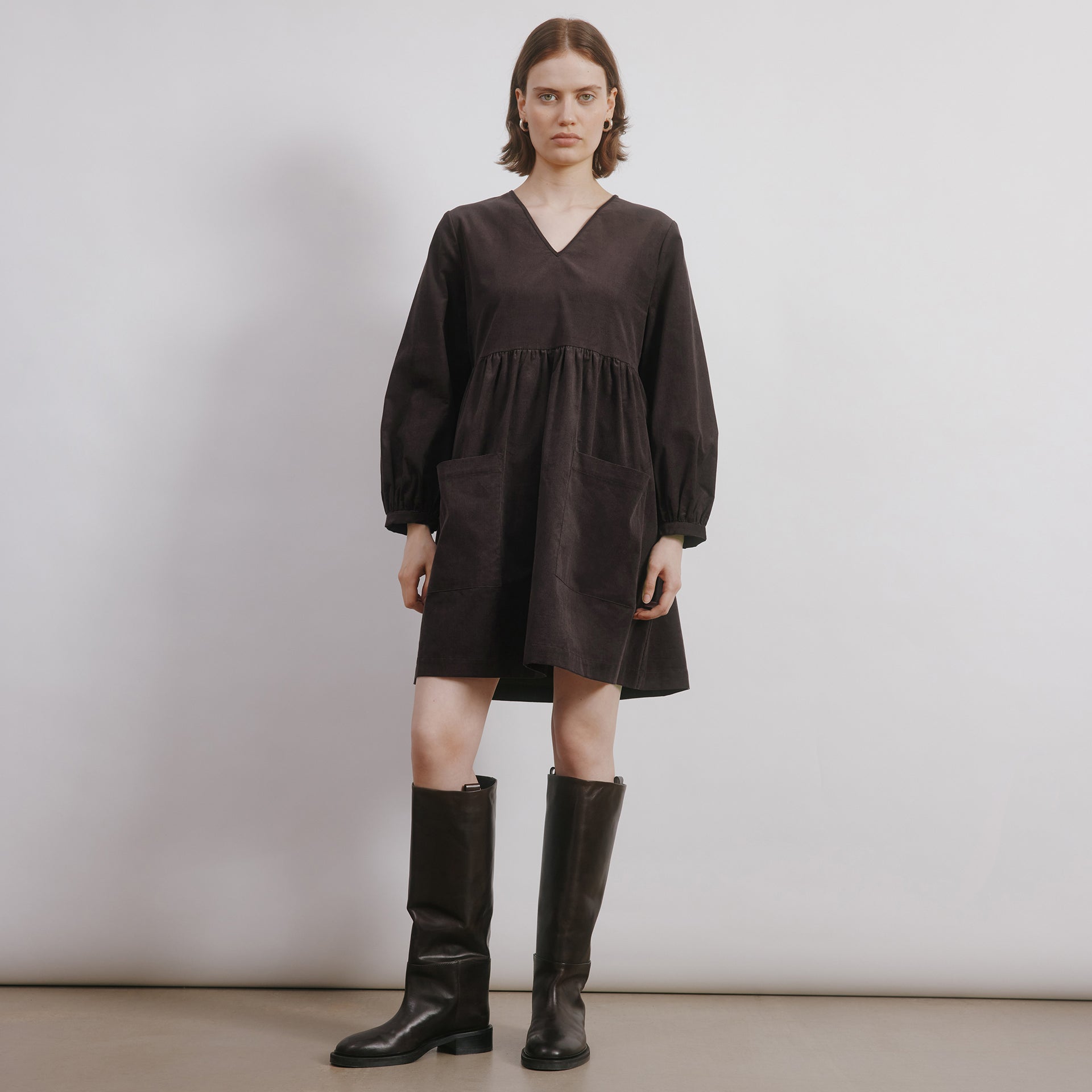 Short Cord Pocket Dress