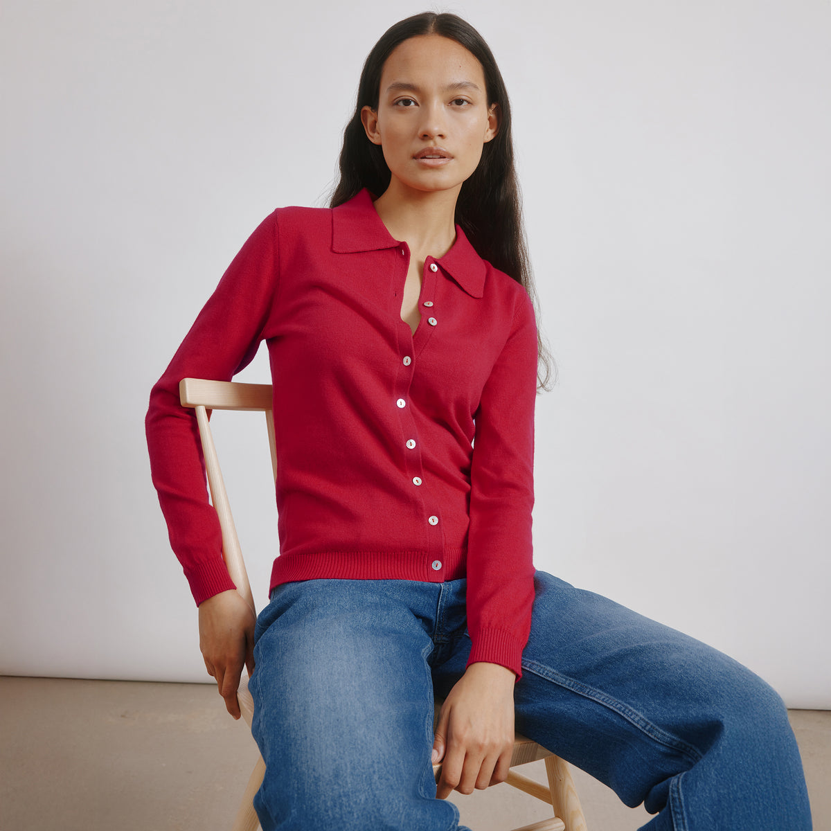 Fine Knit Polo Top
