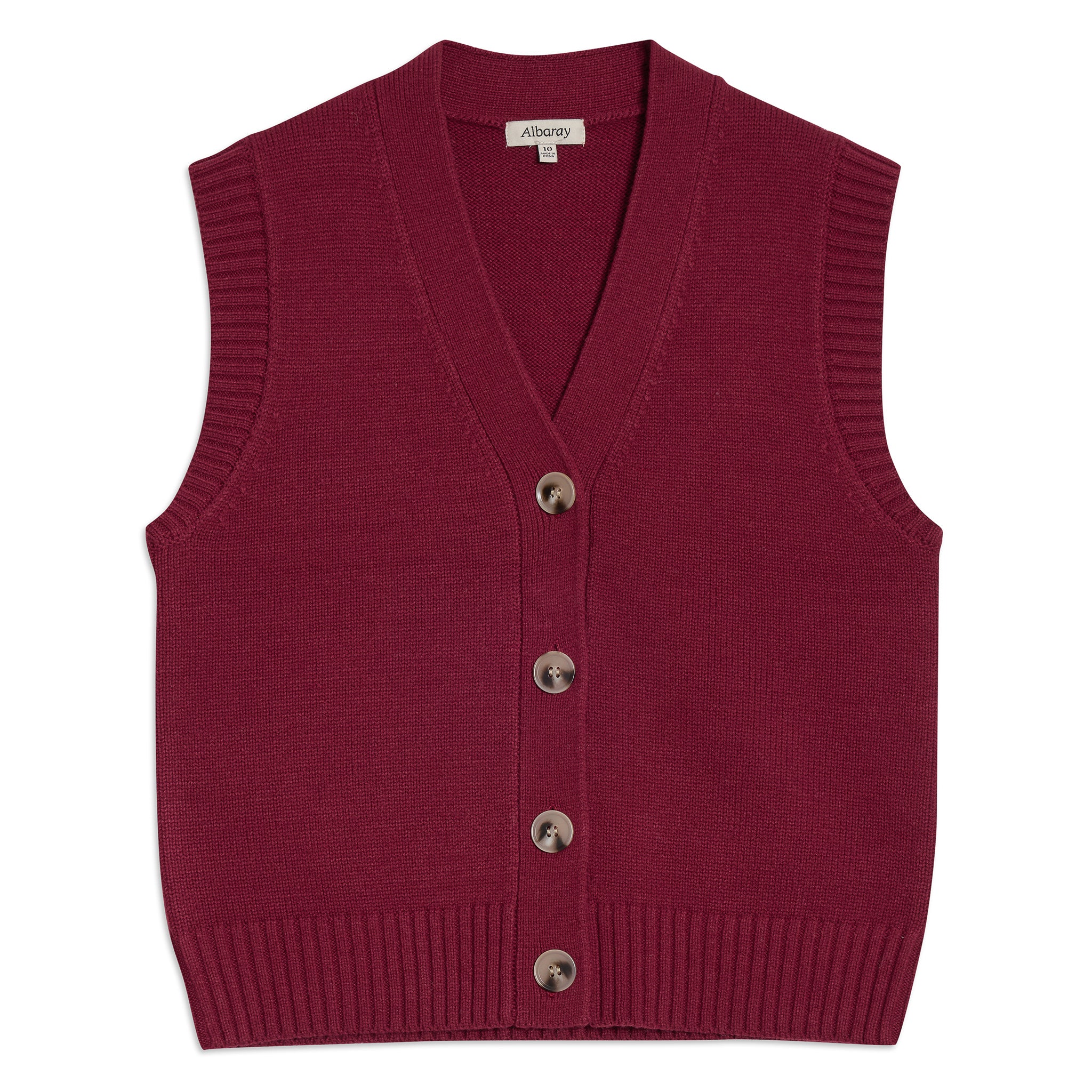 Dark Red Button V Neck Tank