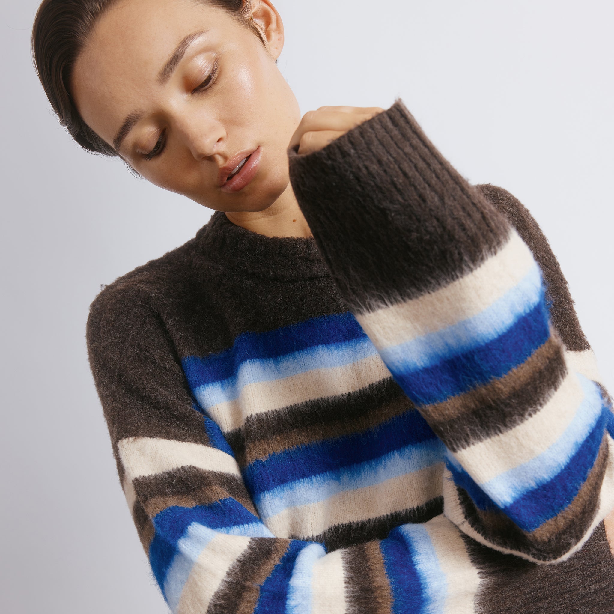 Chocolate & Blue Stripe Jumper