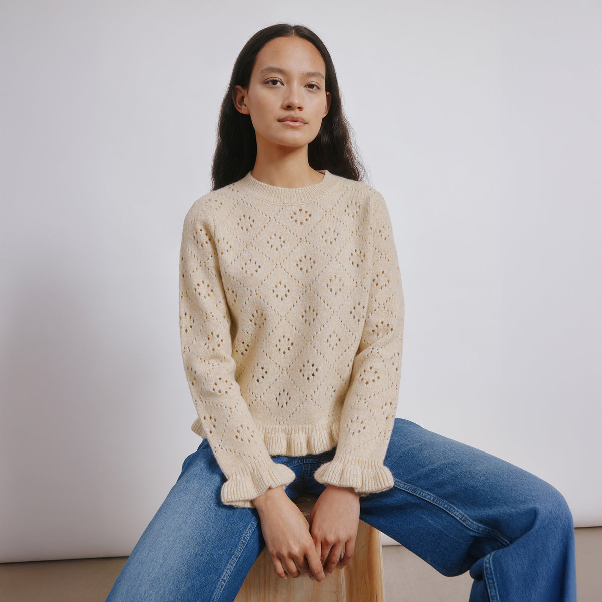 Pointelle Ruffle Jumper