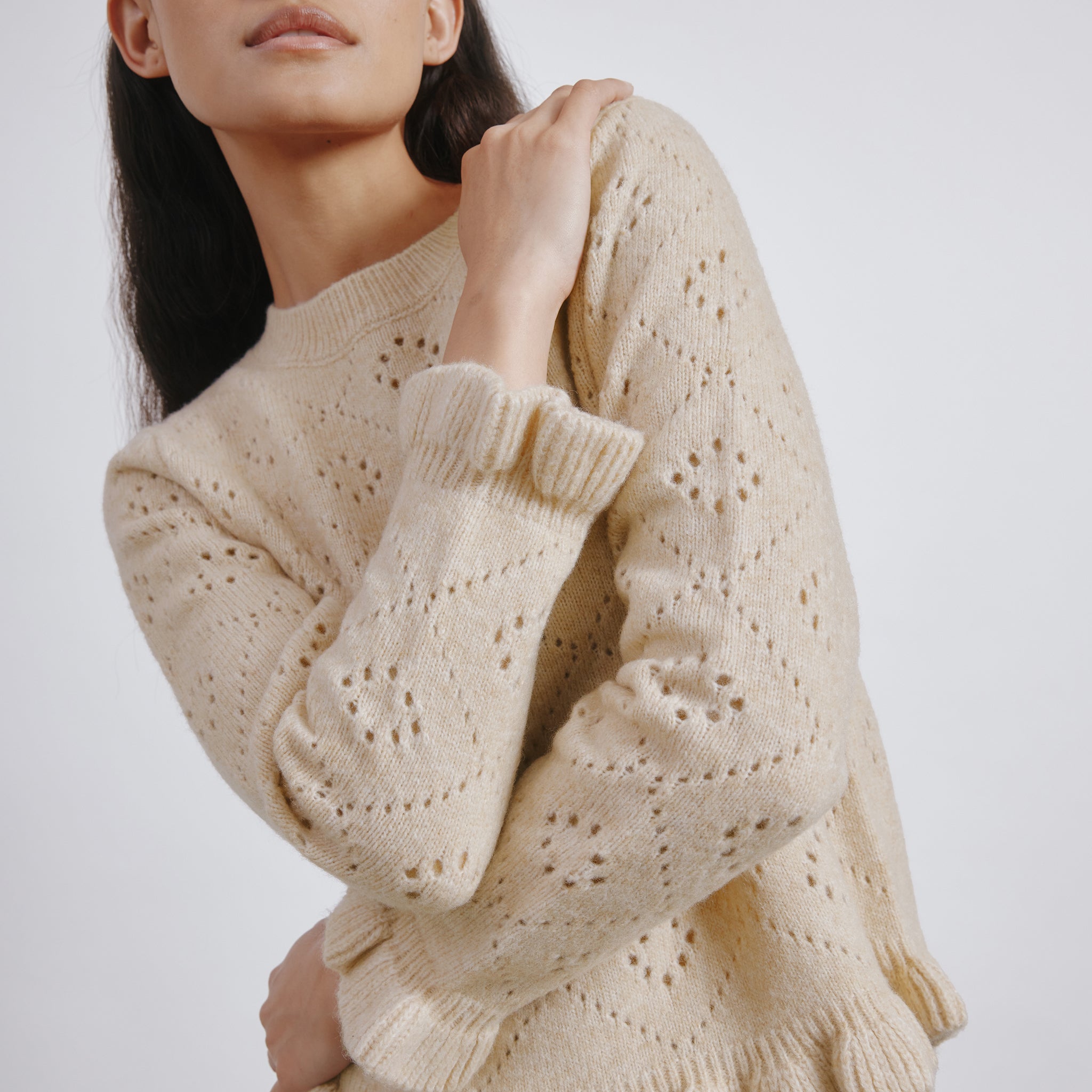 Pointelle Ruffle Jumper