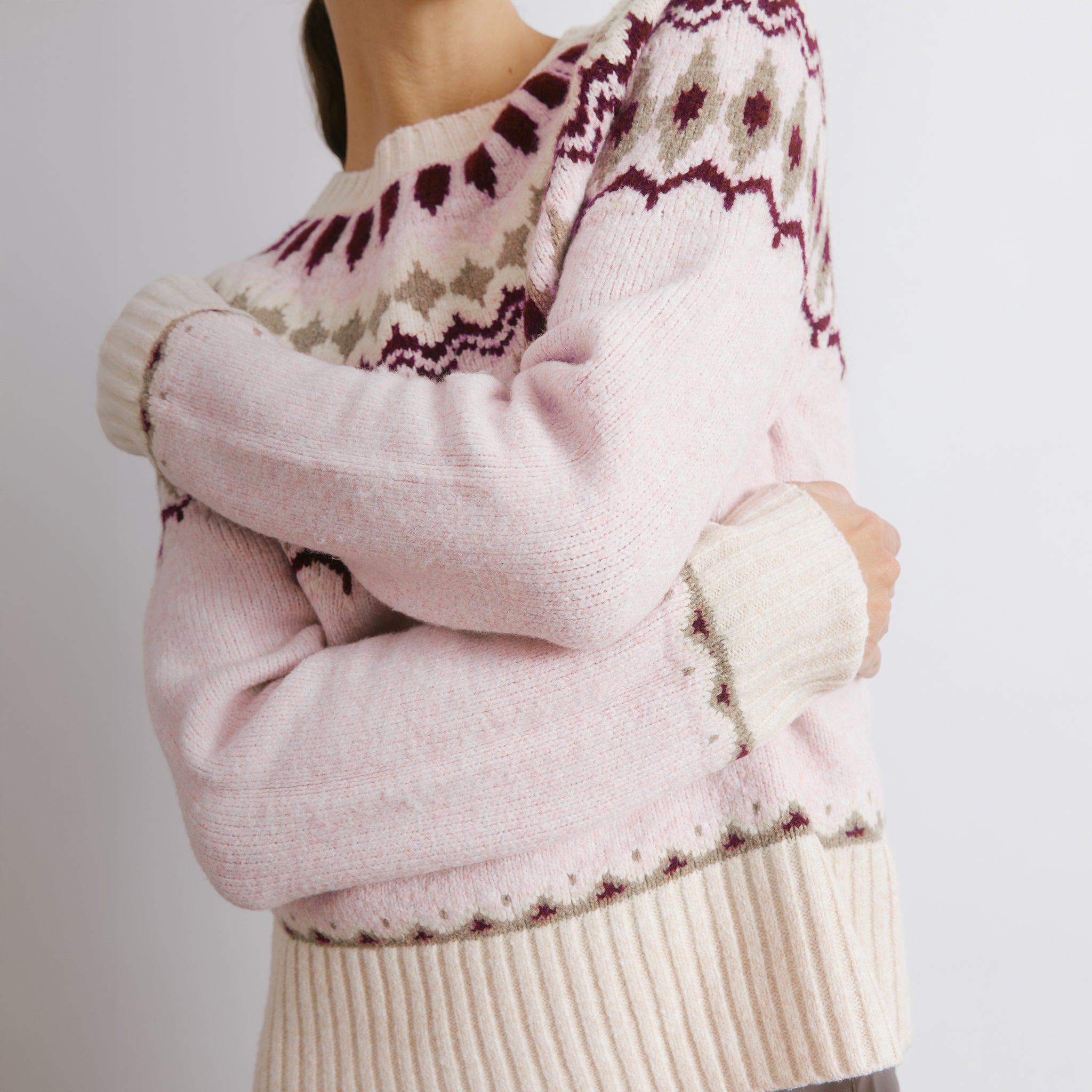 Pink Fair Isle Yoke Jumper