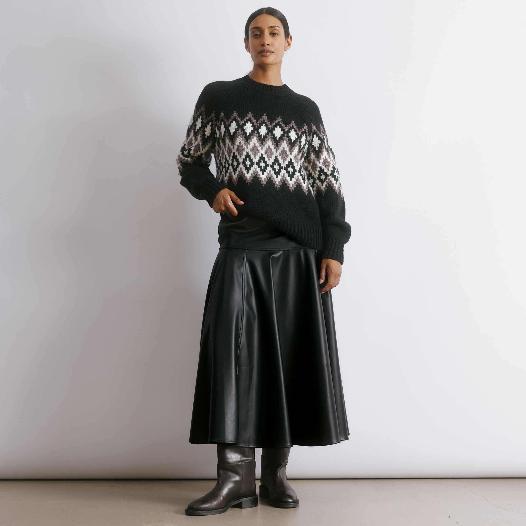 Faux Leather Basque Skirt