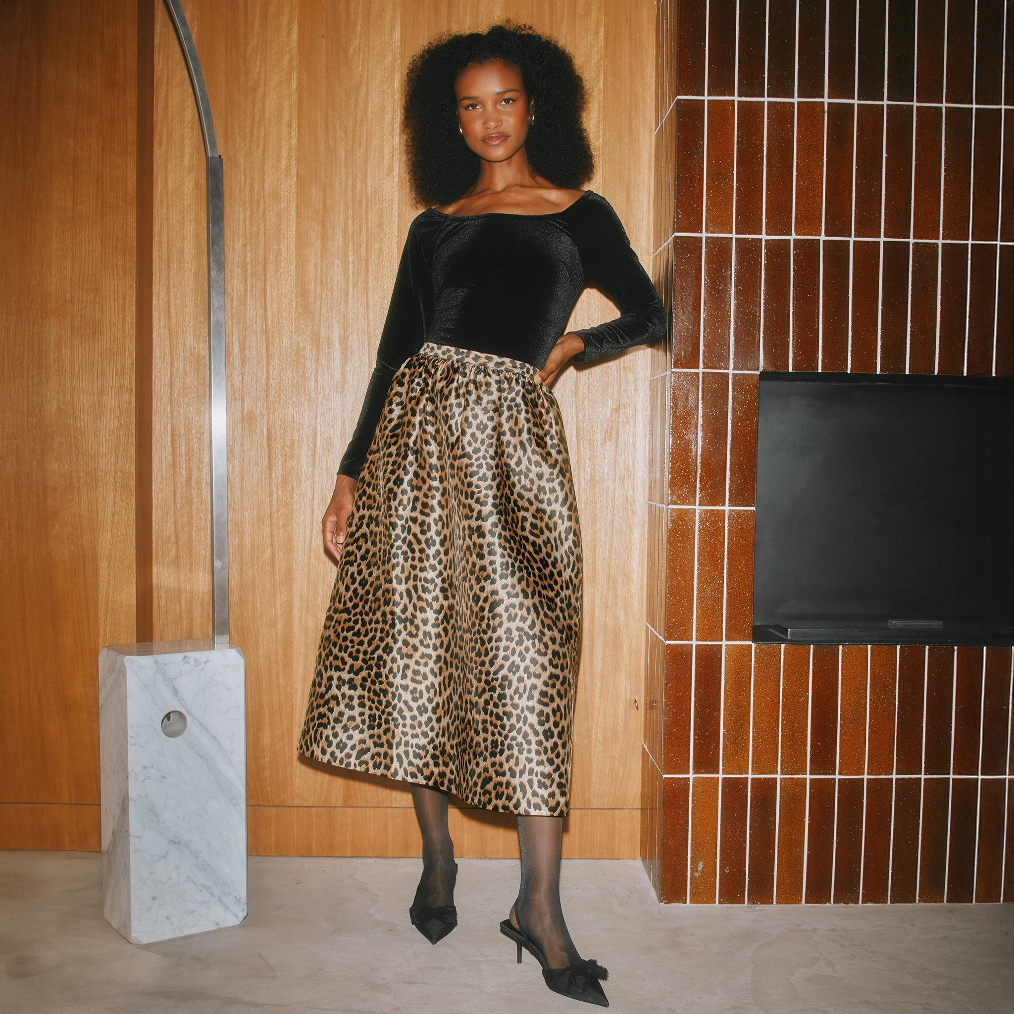 Animal Taffeta Full Skirt