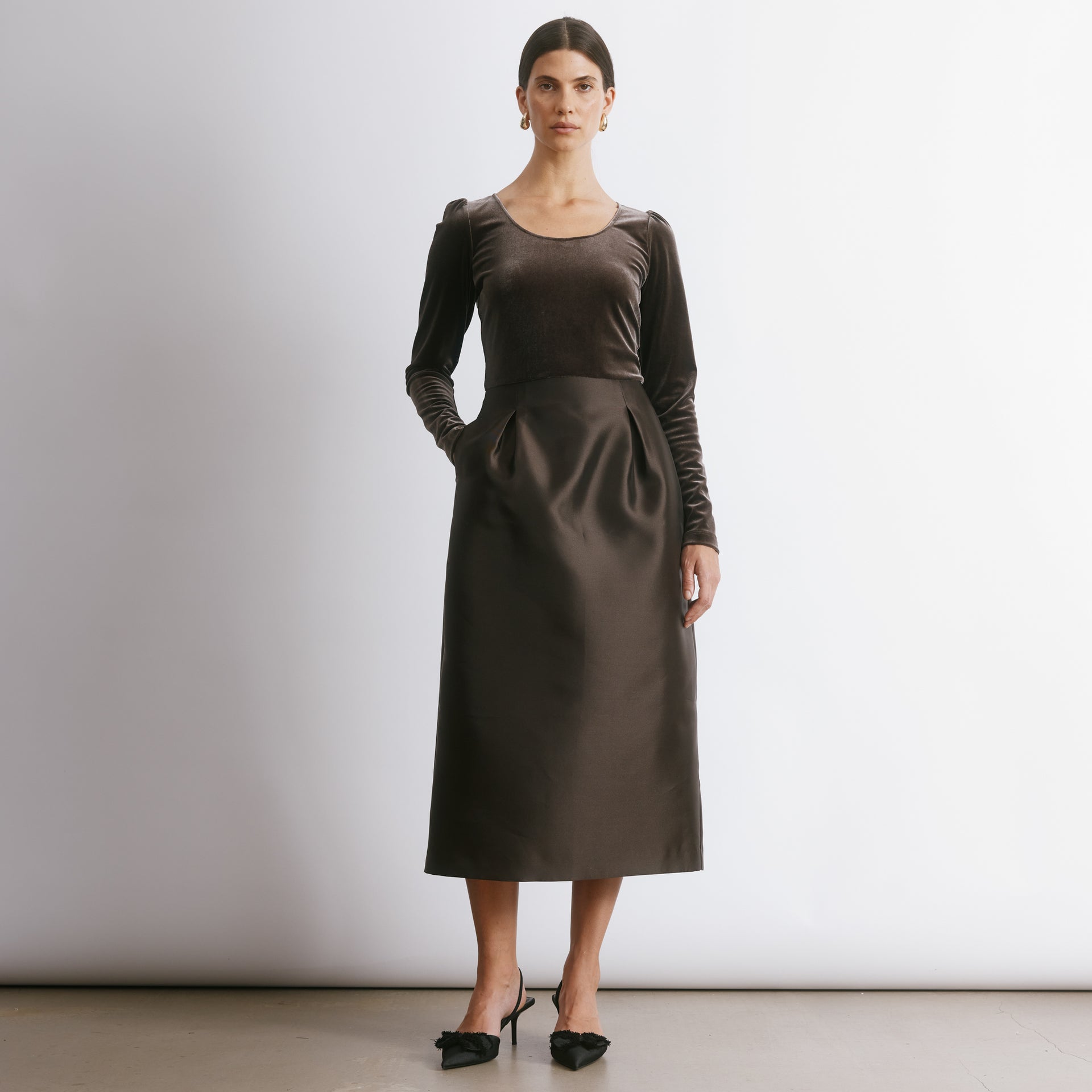 Velvet & Taffeta Tulip Dress