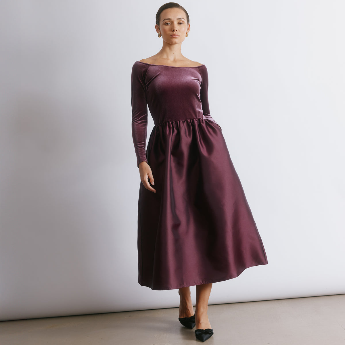 Velvet & Taffeta Bardot Dress