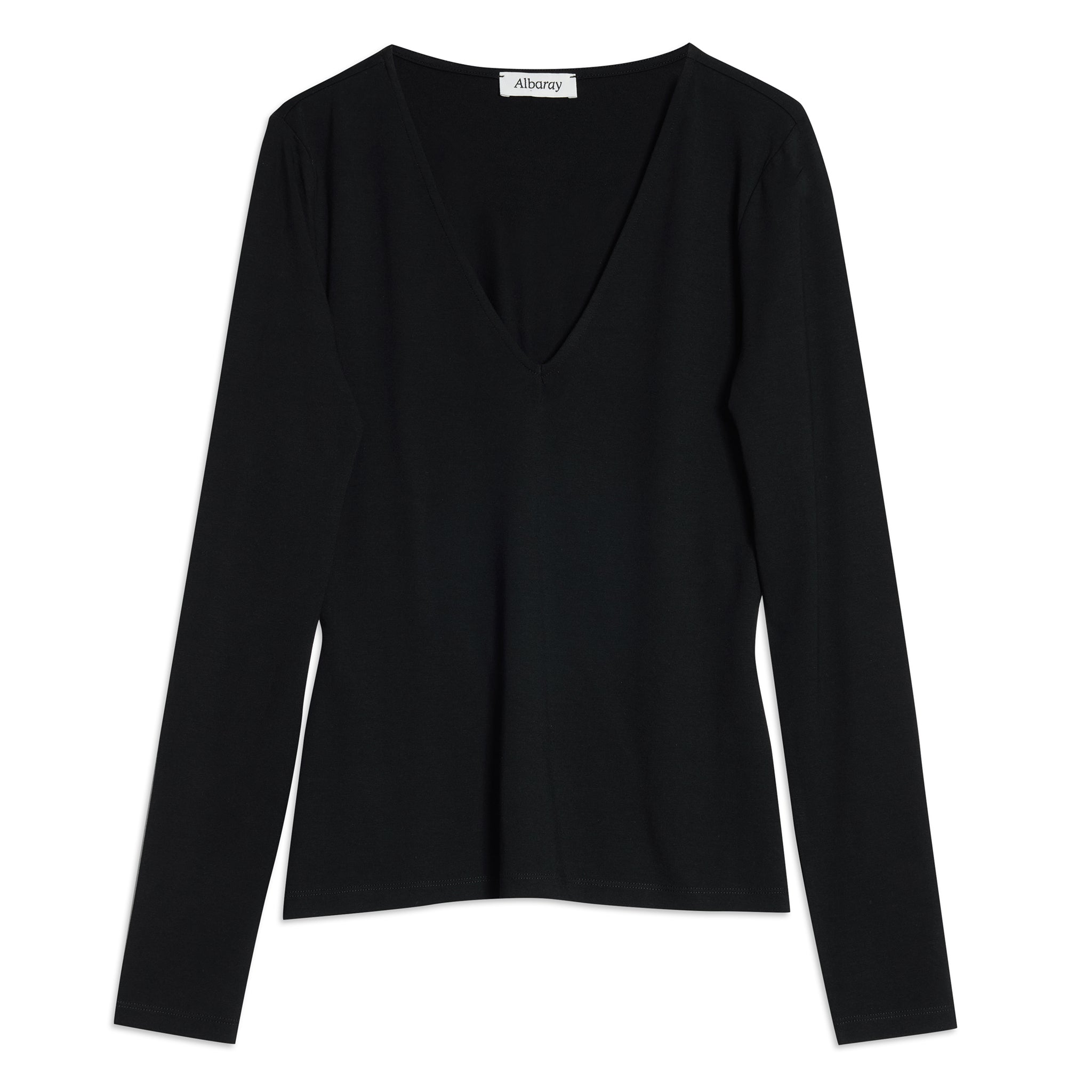 Black Deep V Neck Top