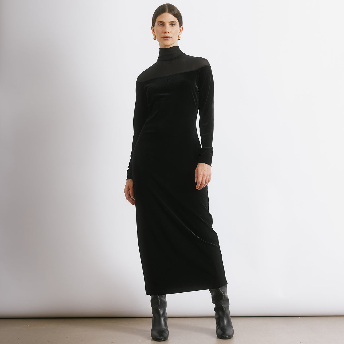 Mesh & Velvet Midi Dress