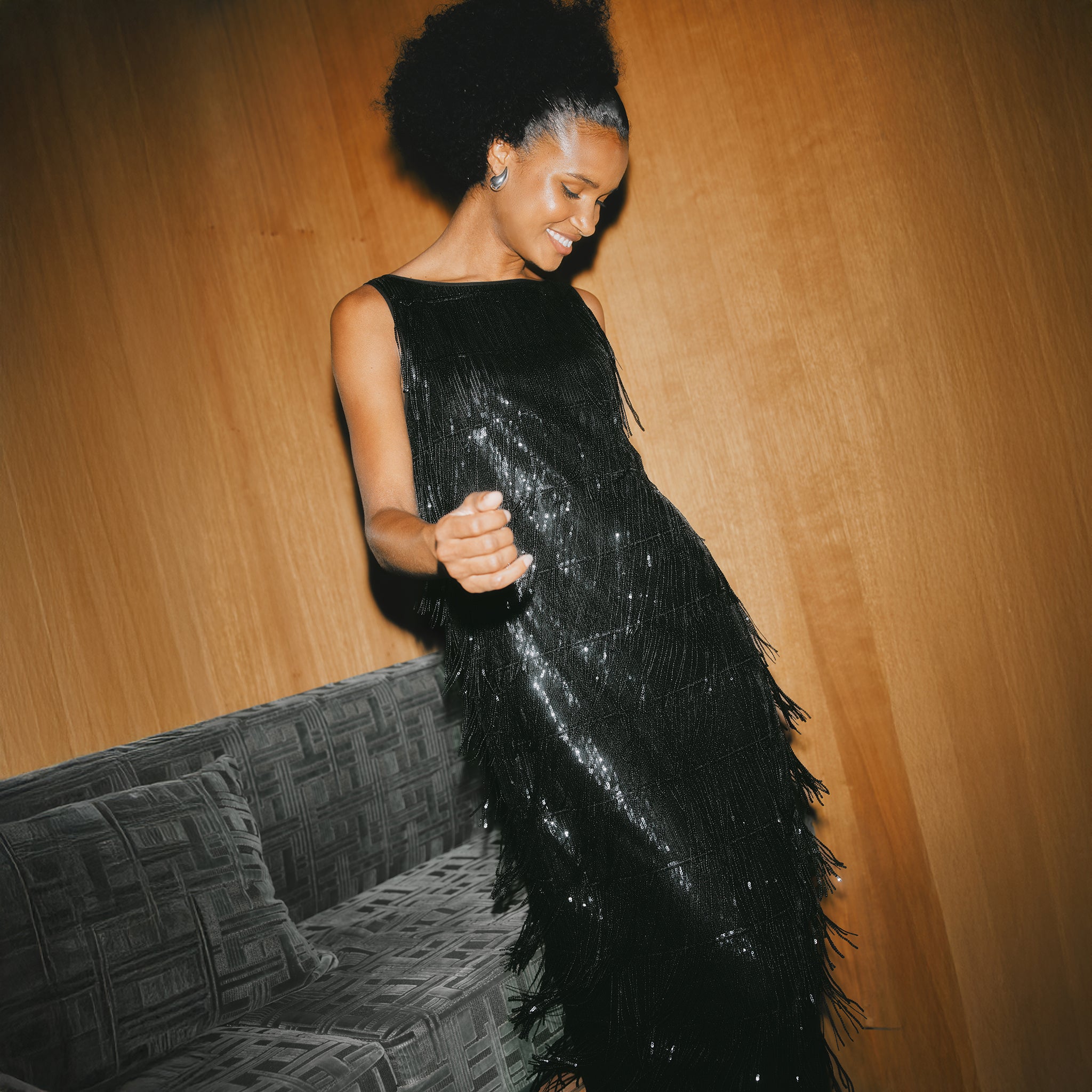 Sequin Fringe Column Dress