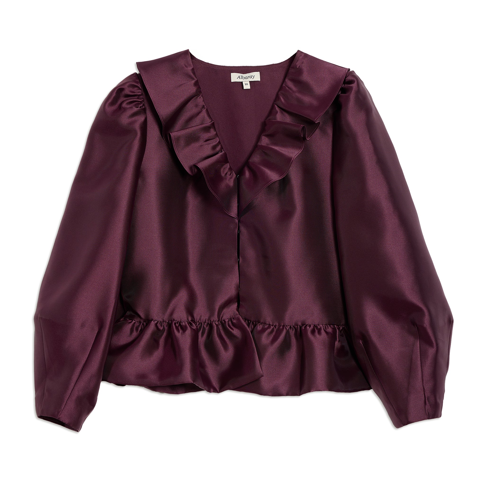 Burgundy Ruffle Taffeta Top
