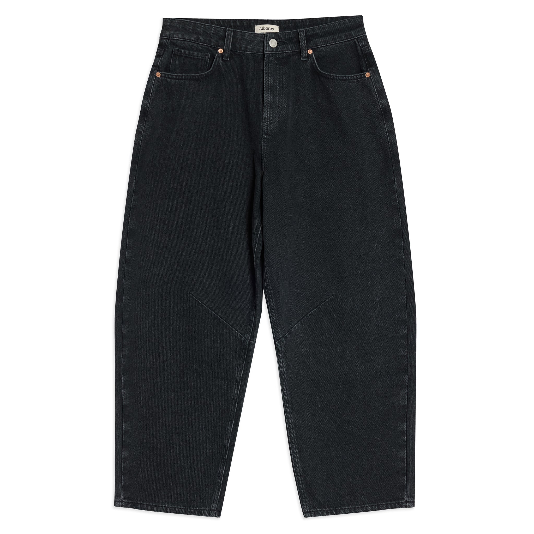 Black Mid-Rise Barrel Jeans