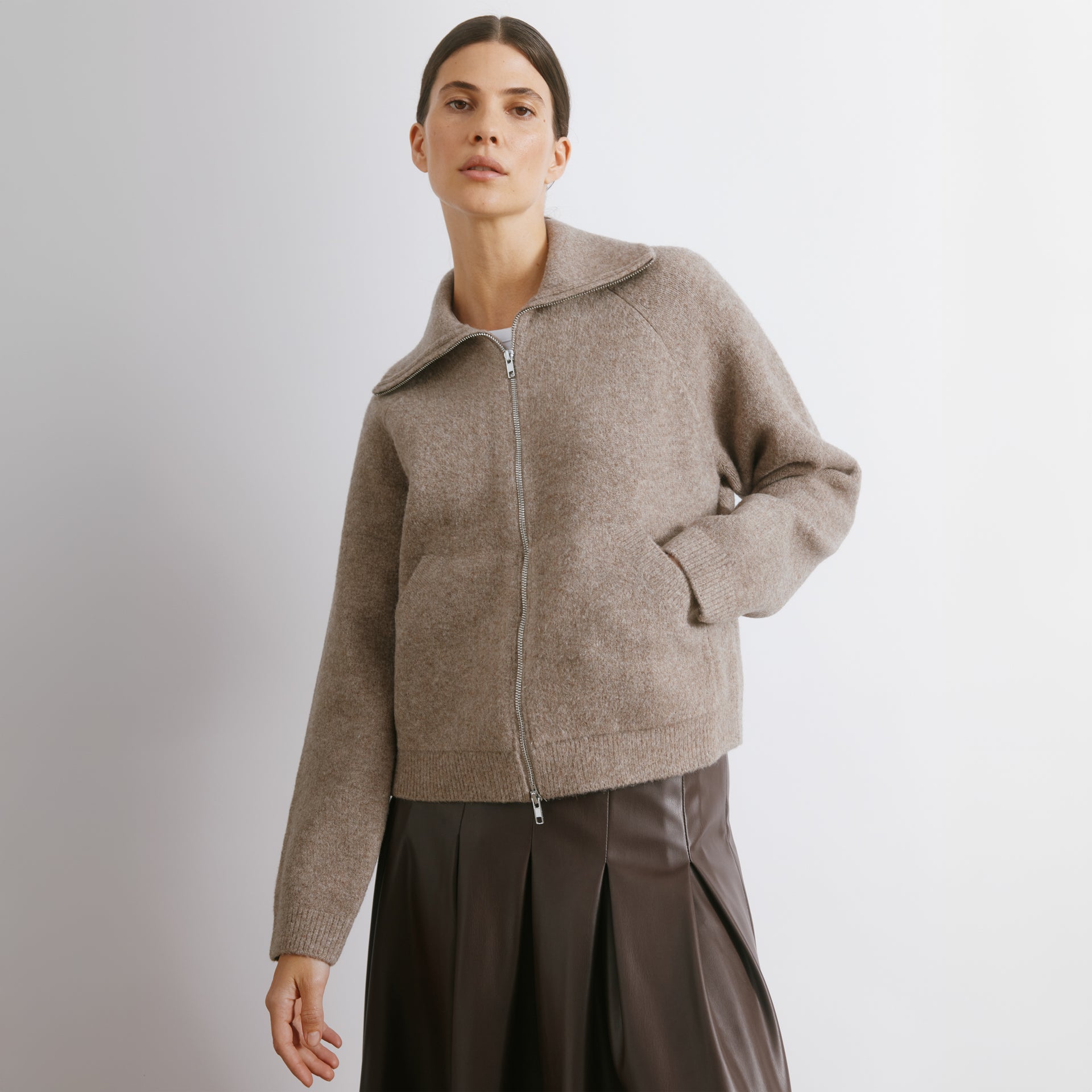 Wing Collar Knit Bomber