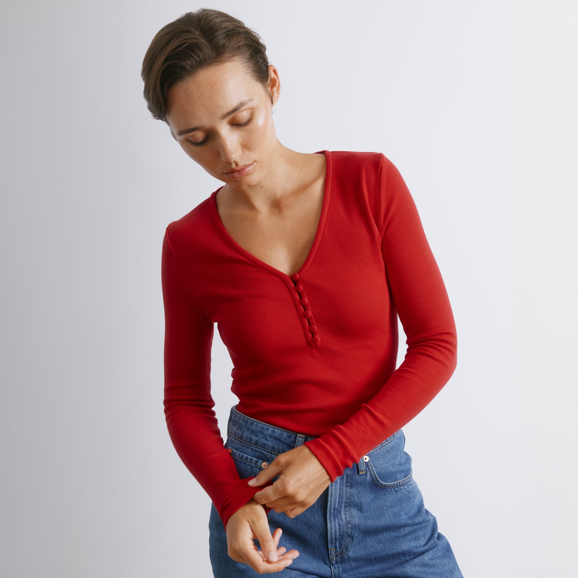 Rib Button Top