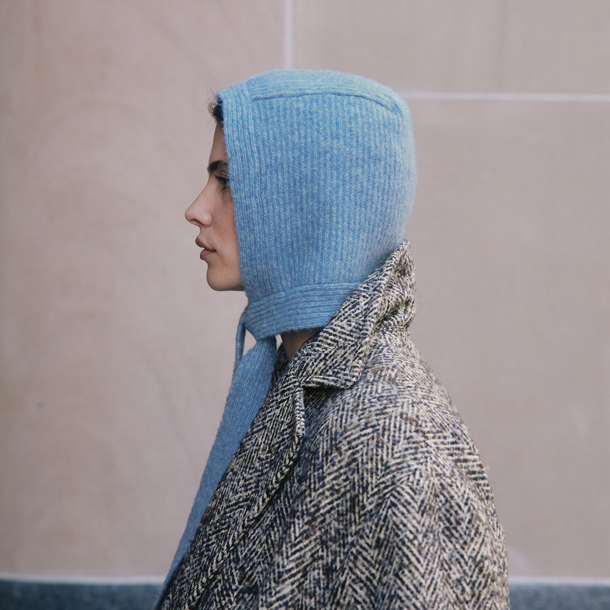 Blue Tie Neck Hat