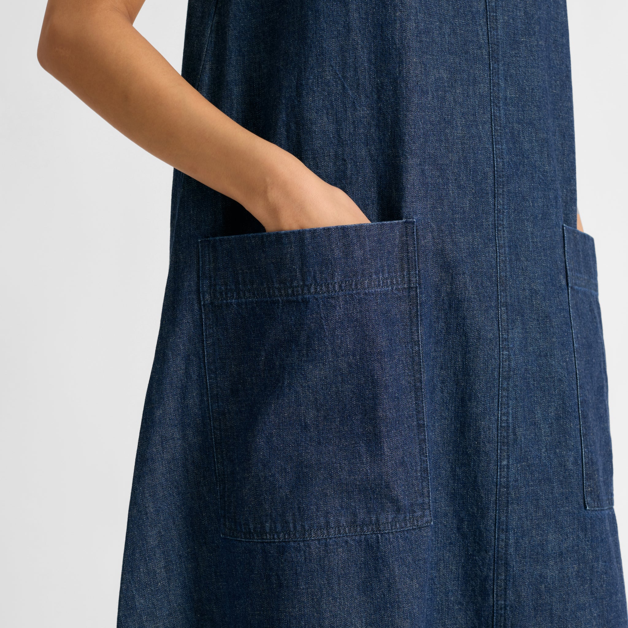 V Neck A Line Denim Dress