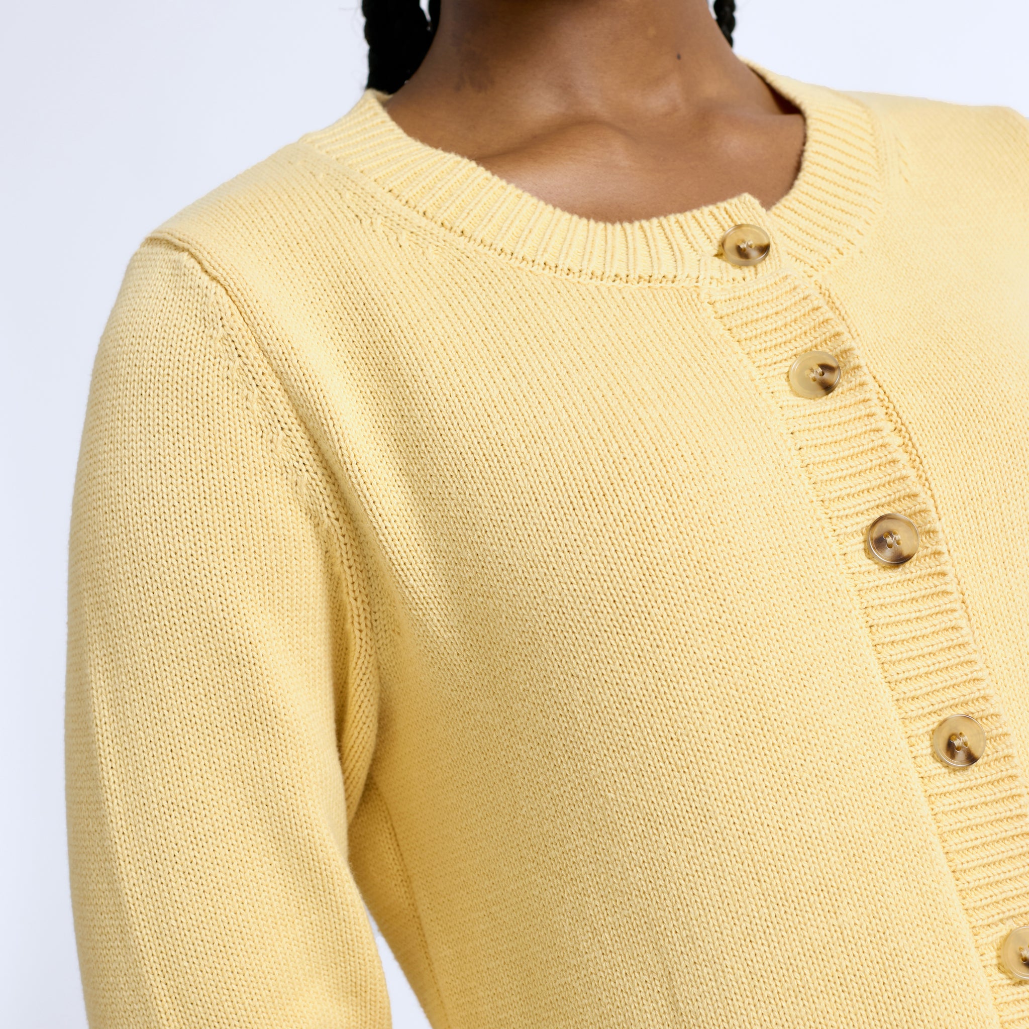 Butter Yellow Peplum Cotton Cardigan