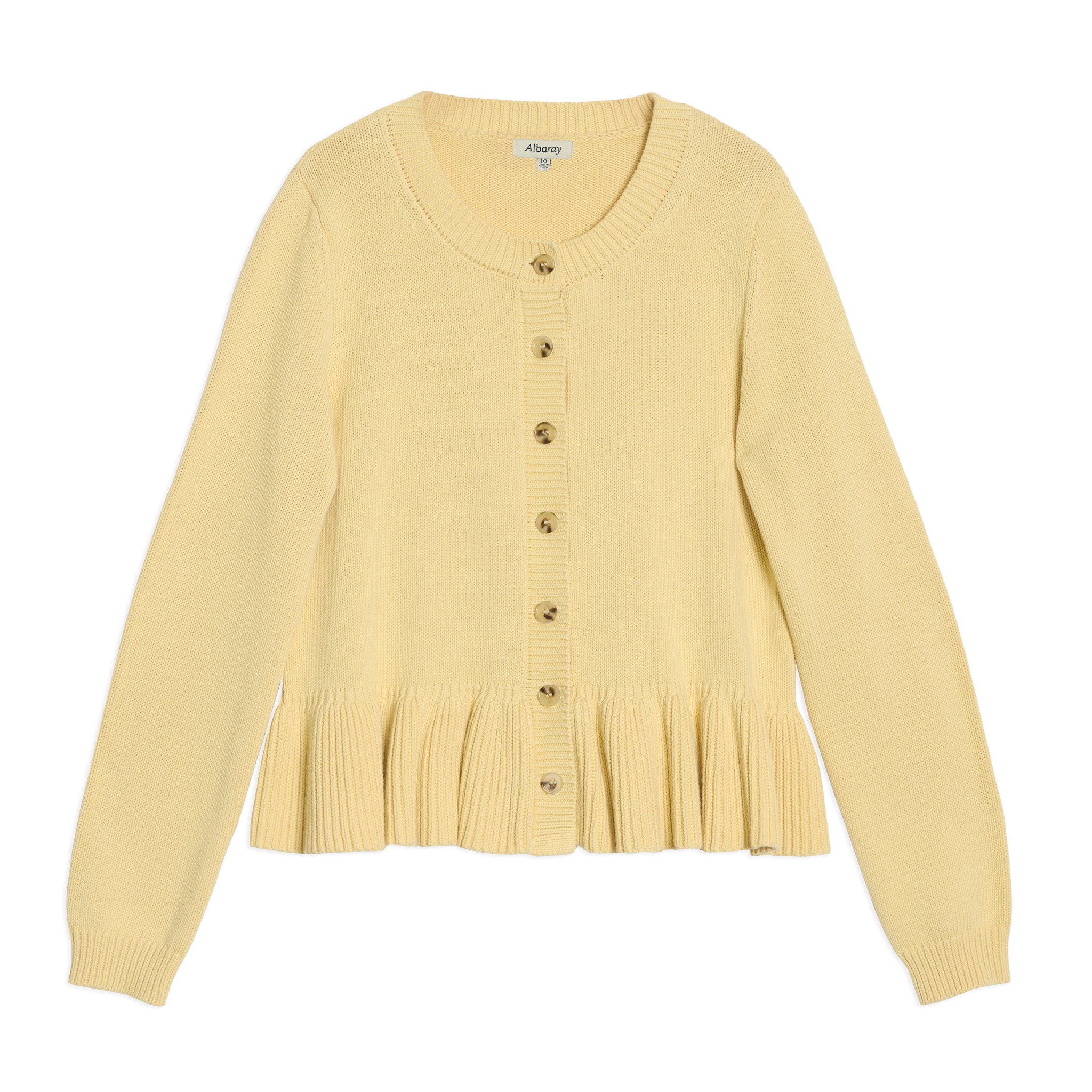 Butter Yellow Peplum Cotton Cardigan