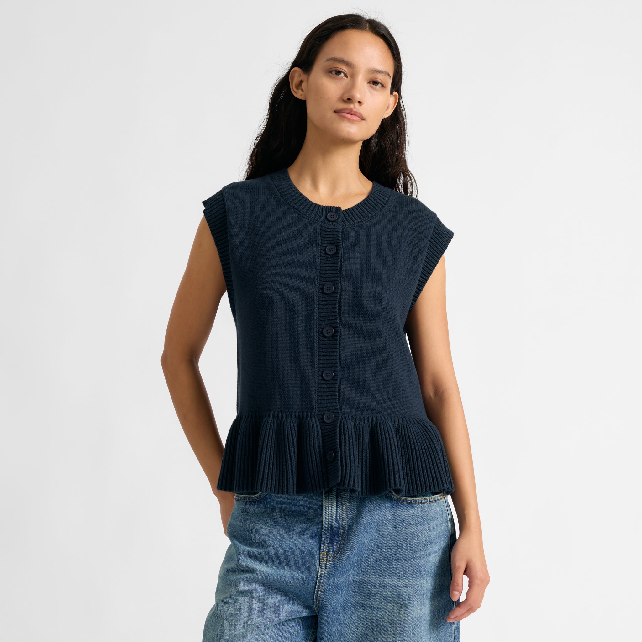 Peplum Cotton Button Tank
