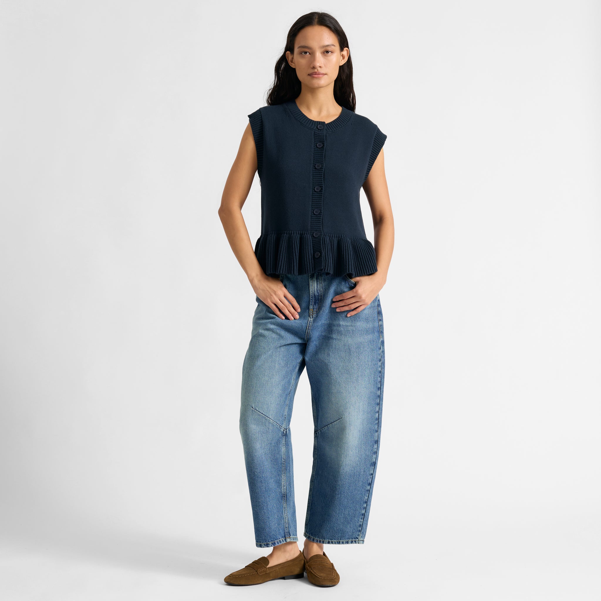 Peplum Cotton Button Tank