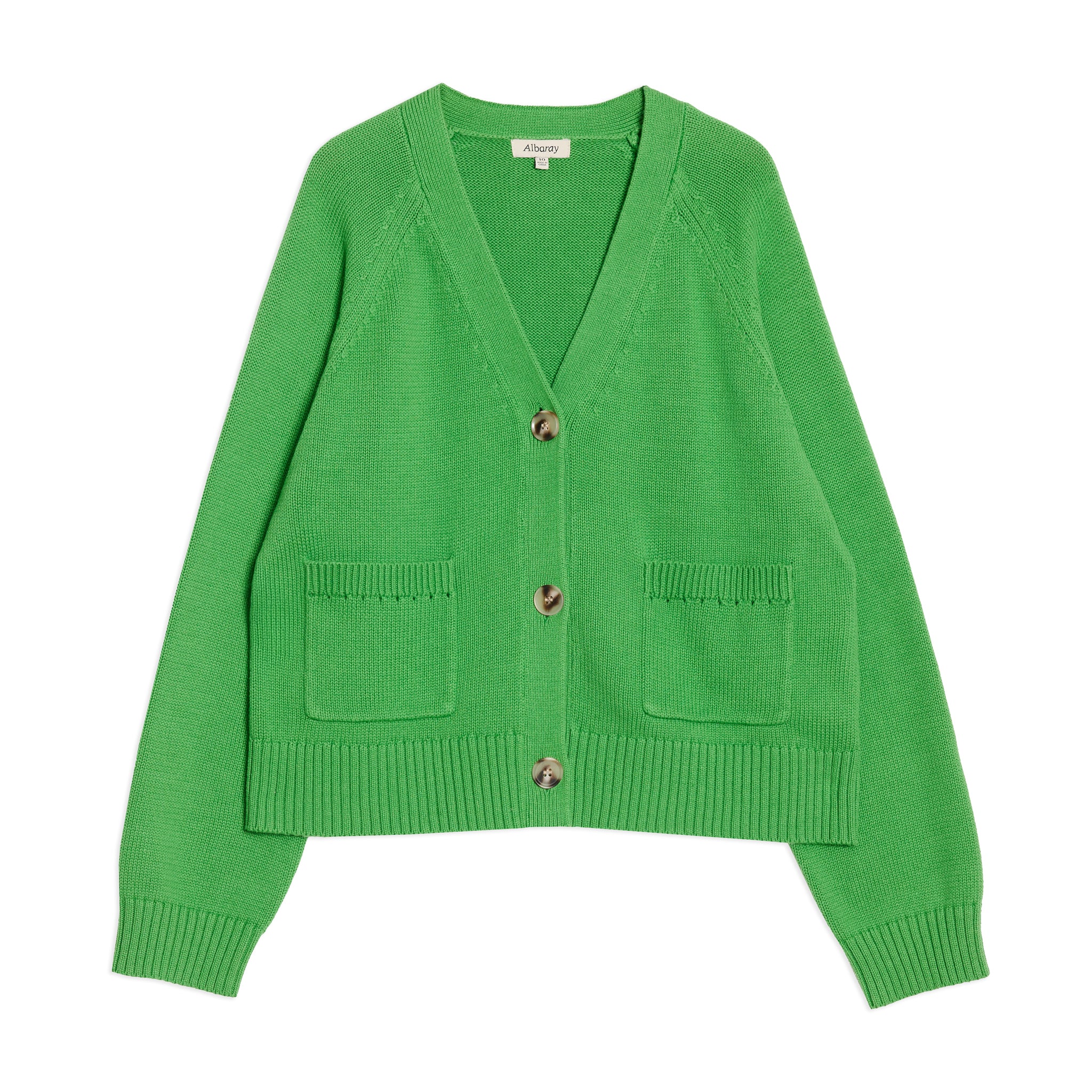 Green Cotton Relaxed Cardigan