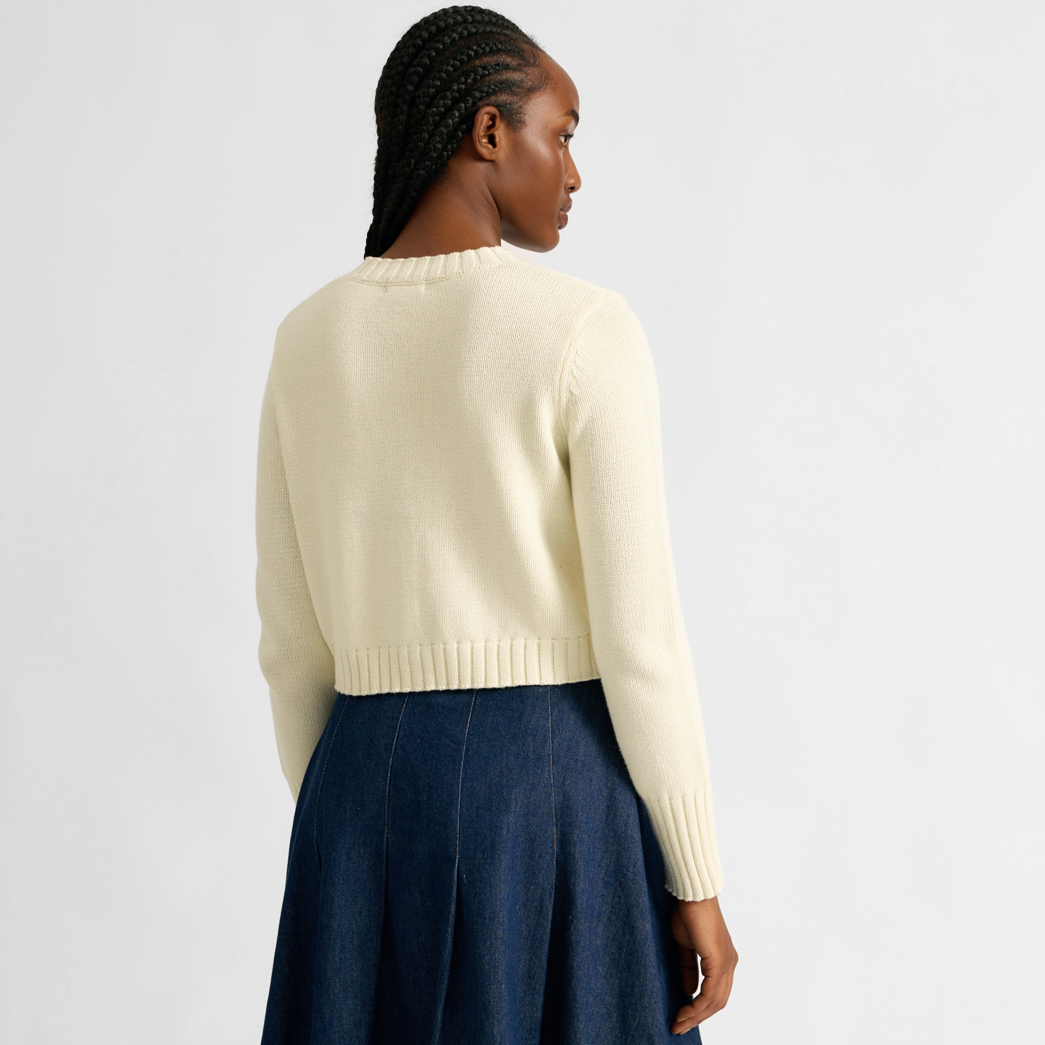 Cream Cotton Cropped Cardigan