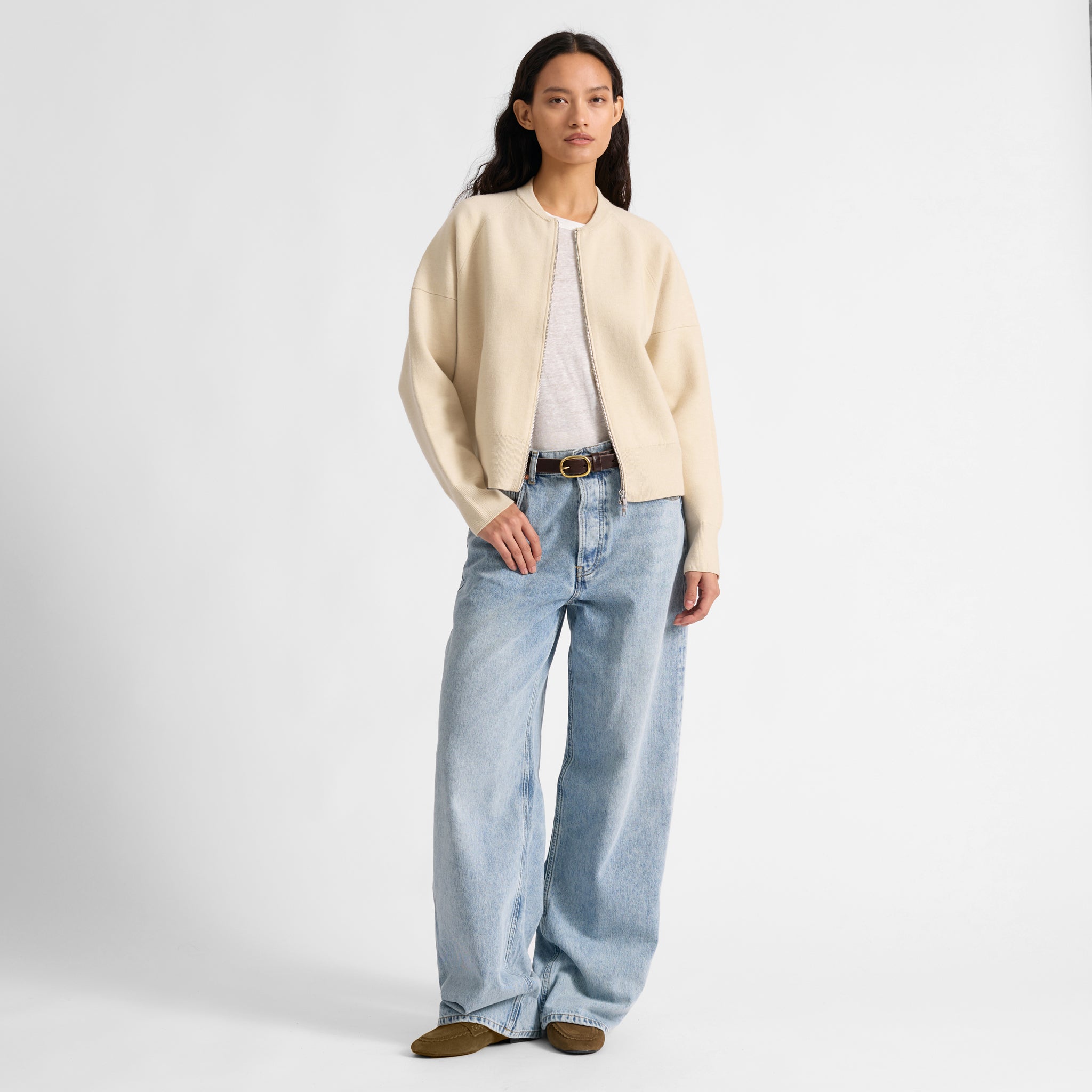 Cream Knitted Bomber | Sustainable Womenswear | Albaray