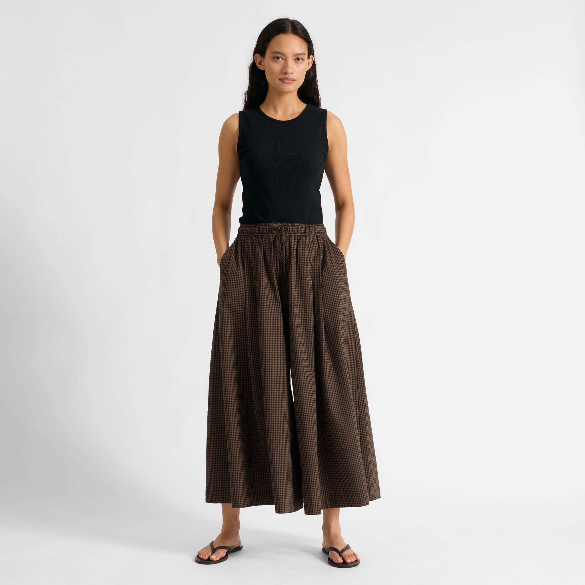 Chocolate and Black Gingham Culottes