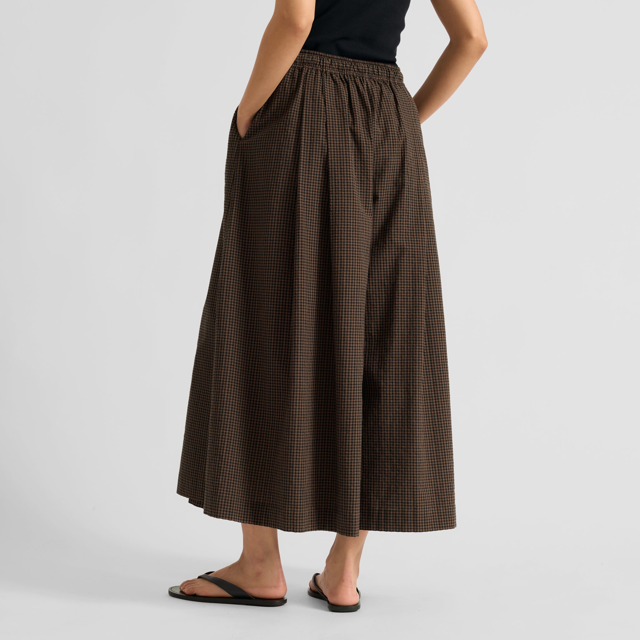 Chocolate and Black Gingham Culottes
