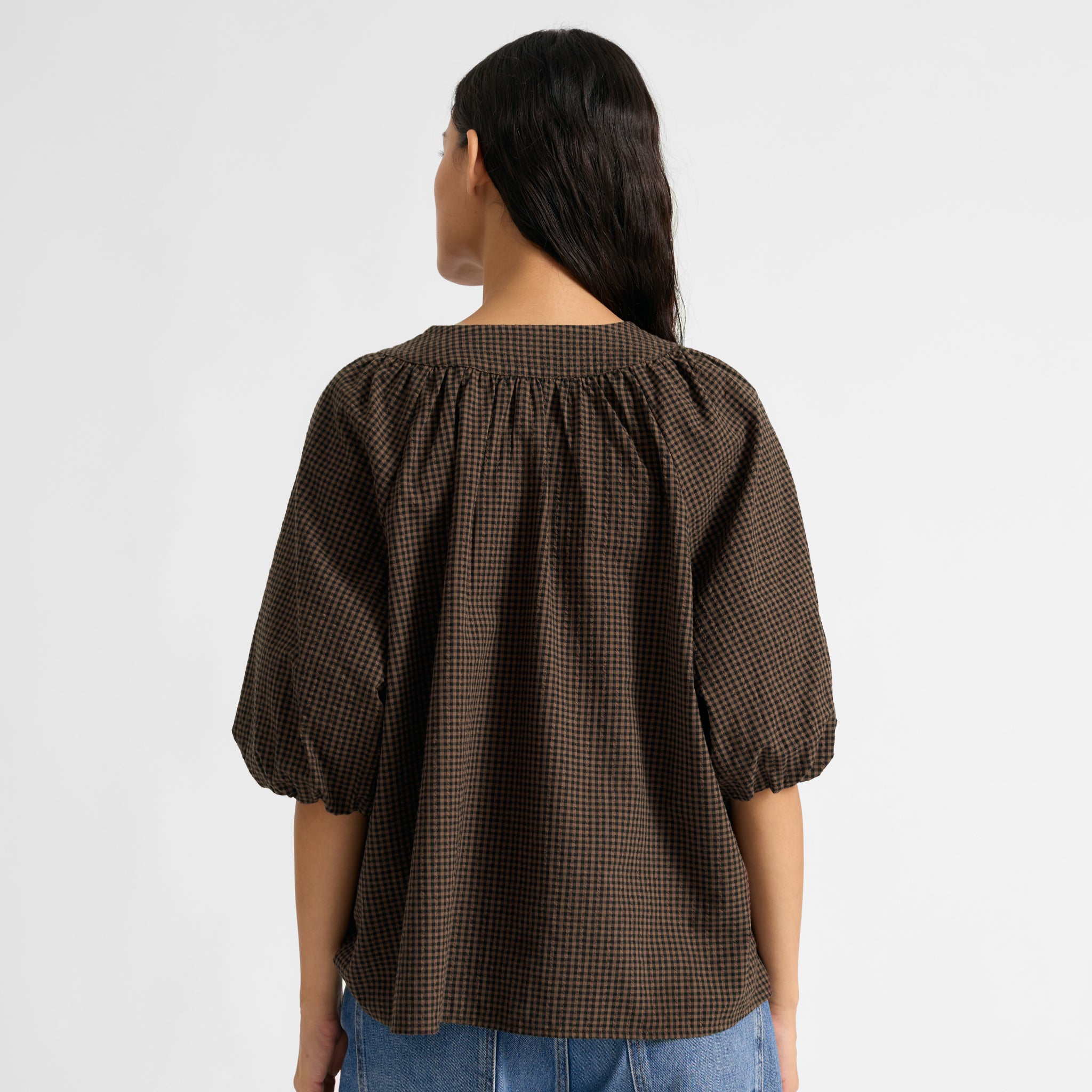 Chocolate and Black Gingham Top