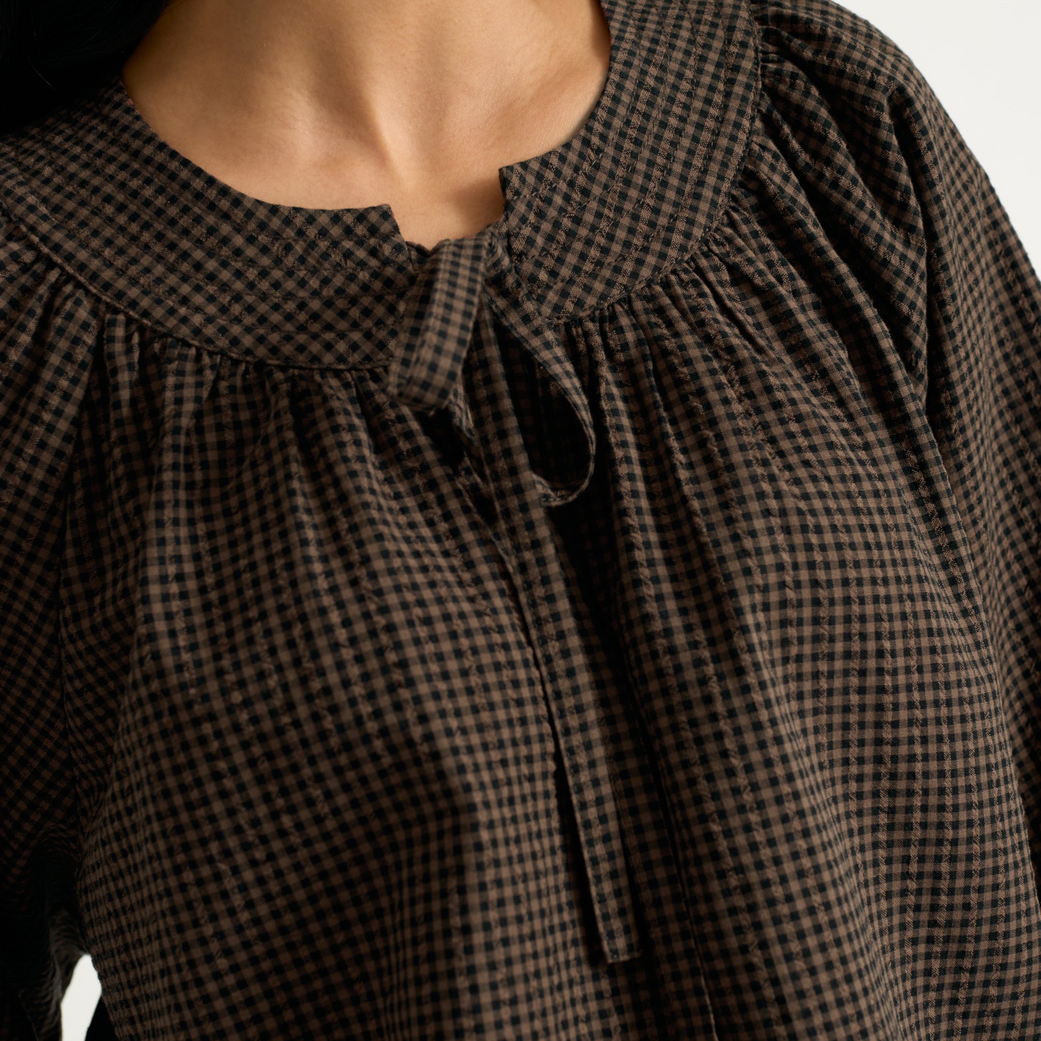 Chocolate and Black Gingham Top