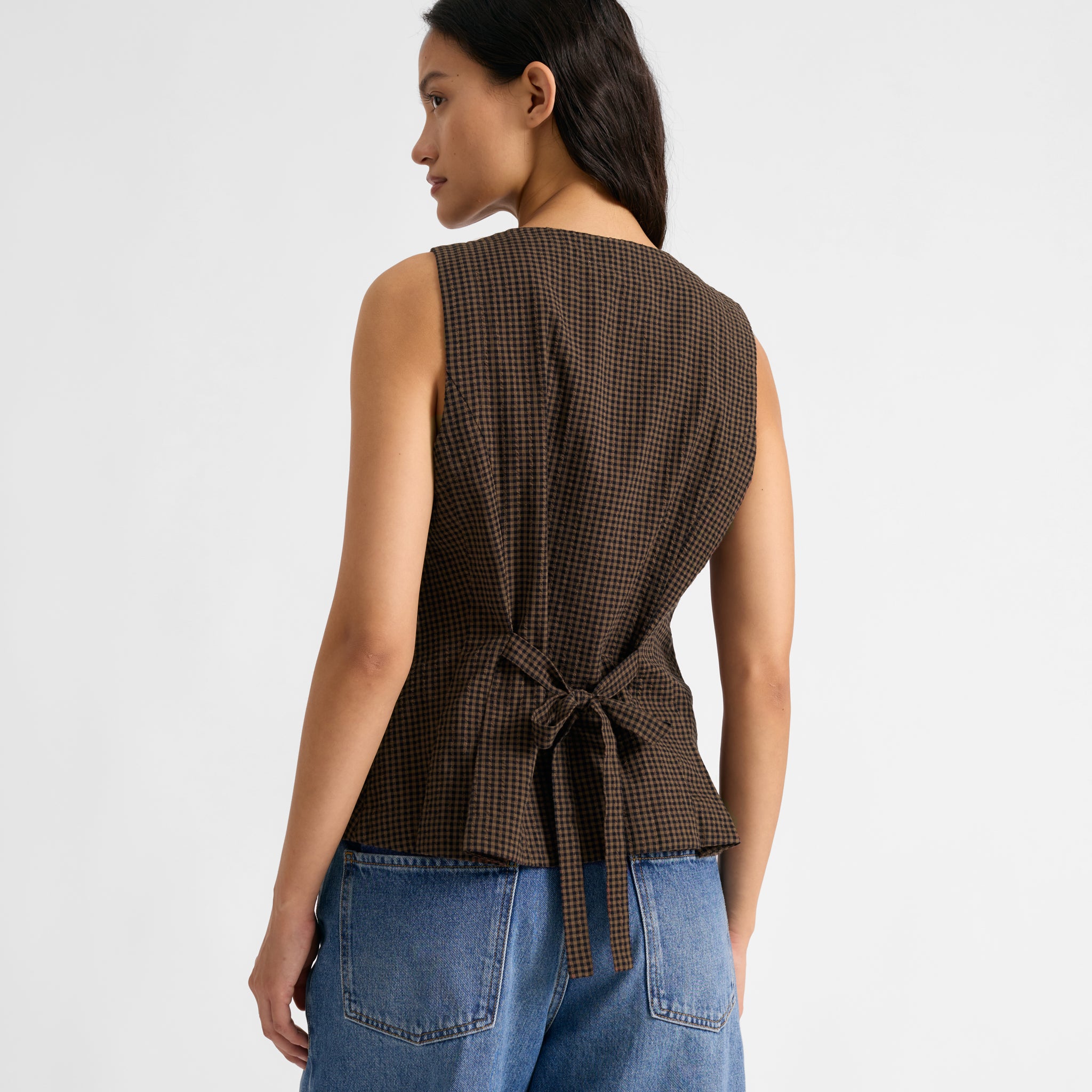 Chocolate and Black Gingham Waistcoat