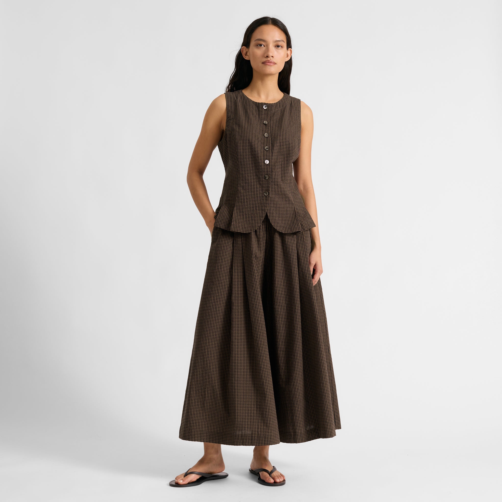 Chocolate and Black Gingham Waistcoat