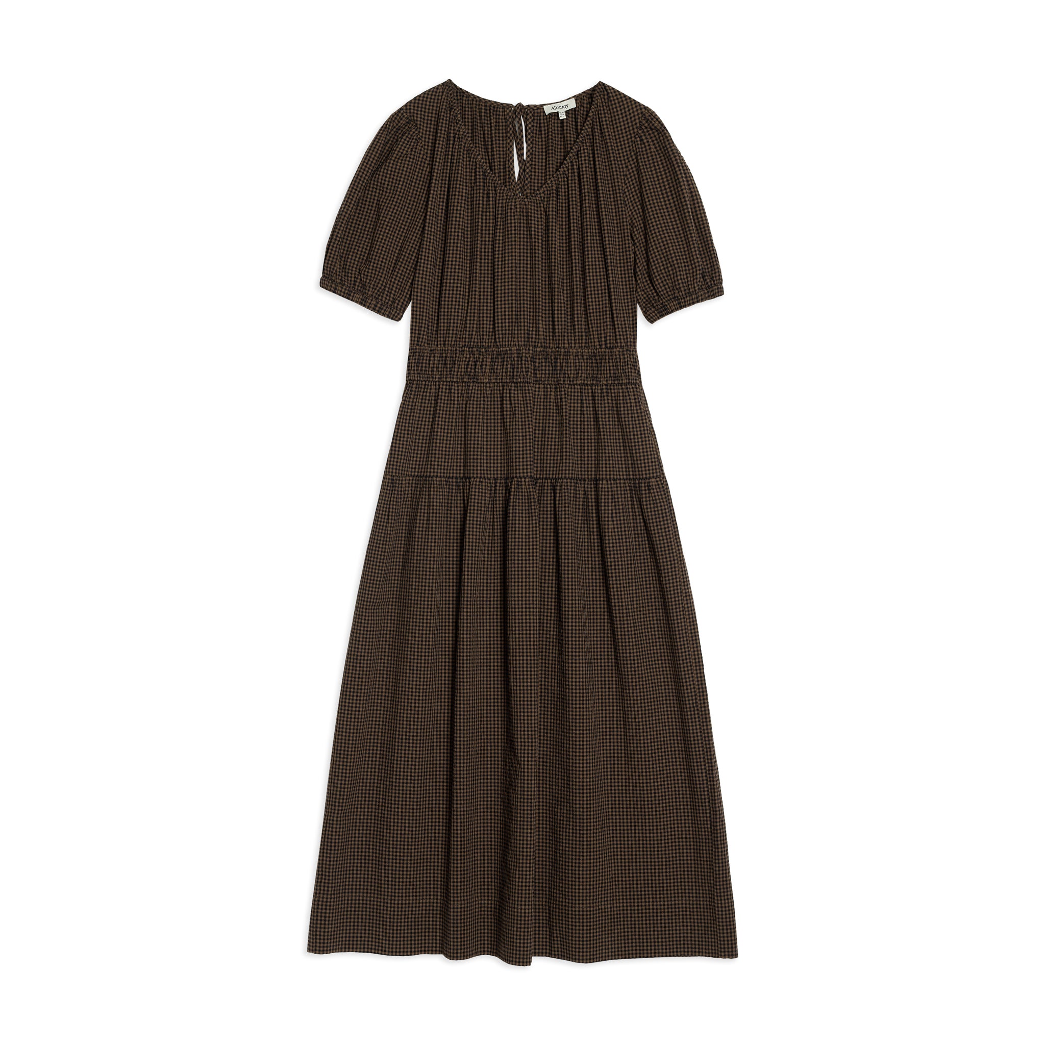 Chocolate and Black Gingham Midi Dress