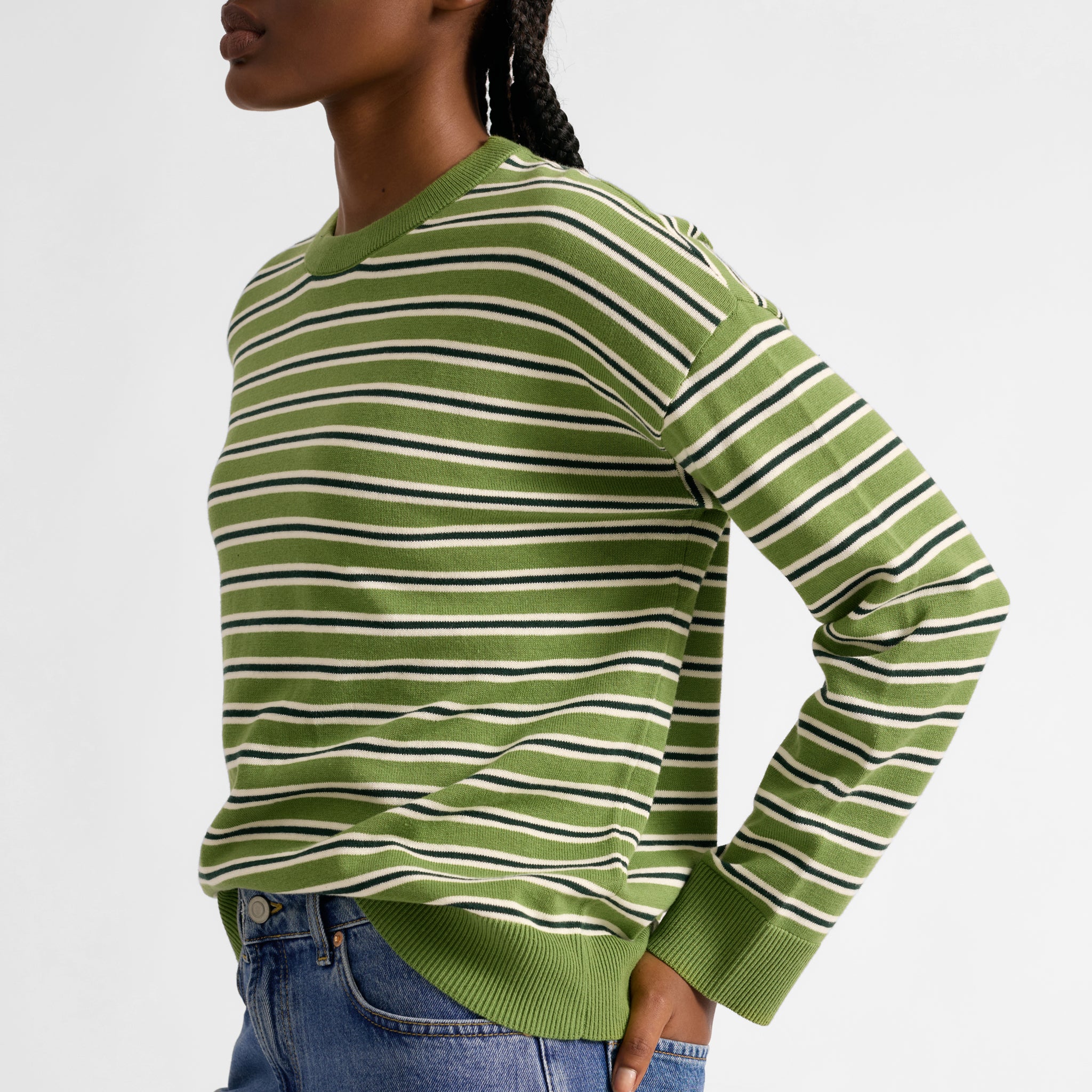 Green Stripe Cotton Jumper