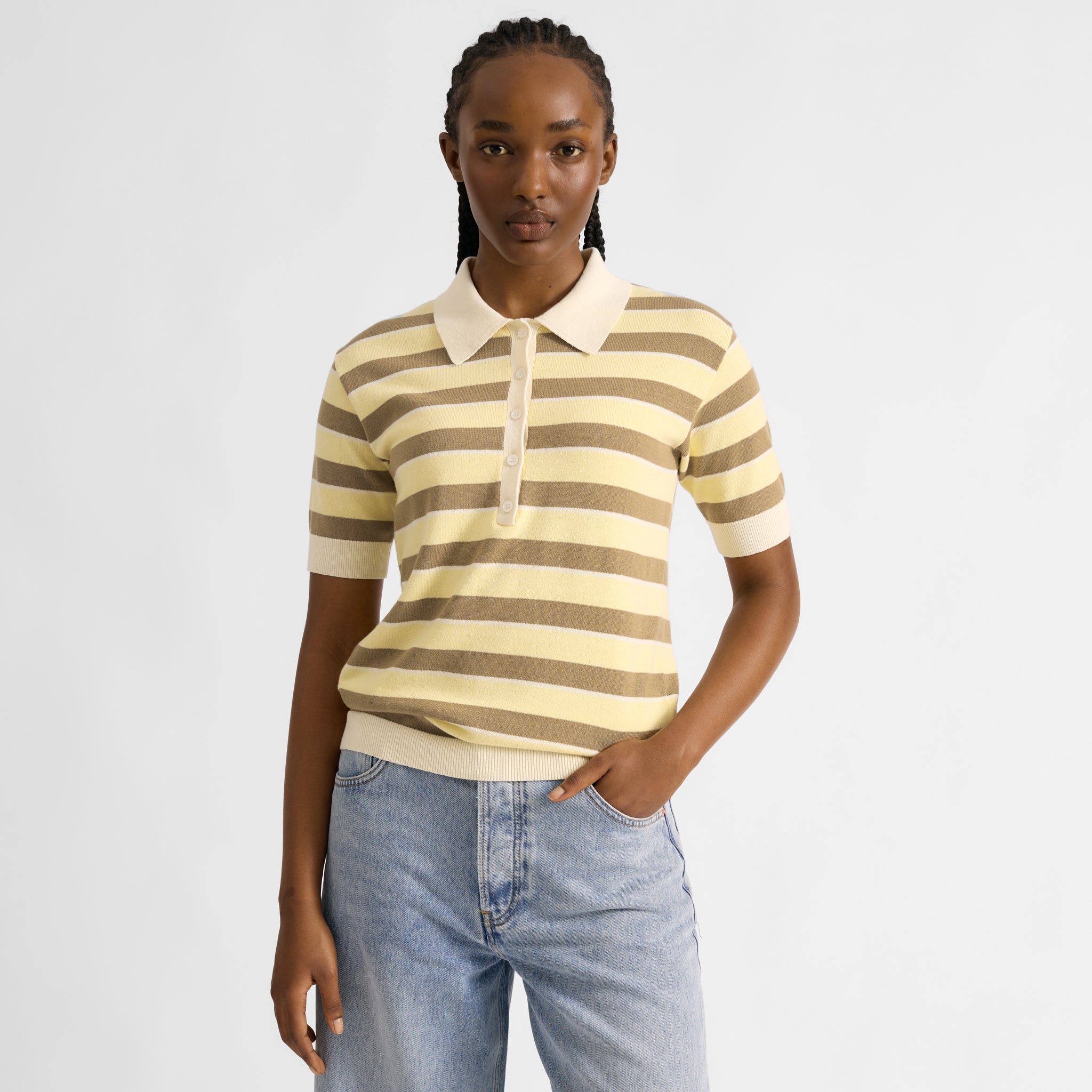 Lemon & Camel Stripe Polo