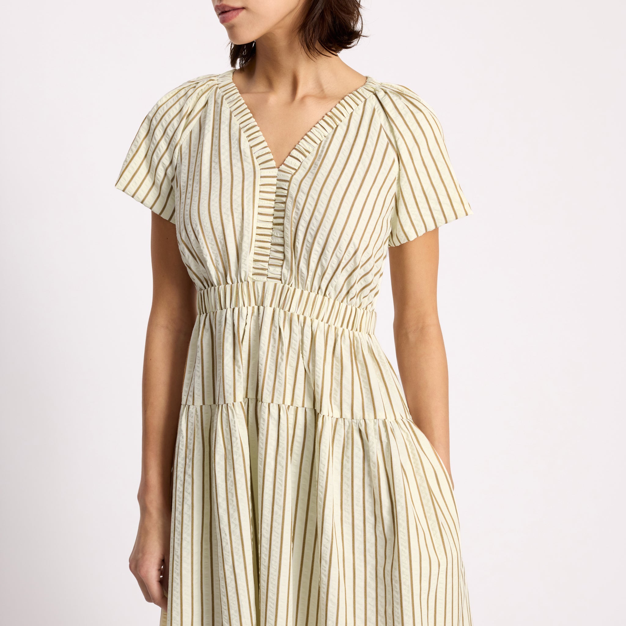 mame Melange Stripe V-Neck Dress Striped V Neck Dress - Etsy