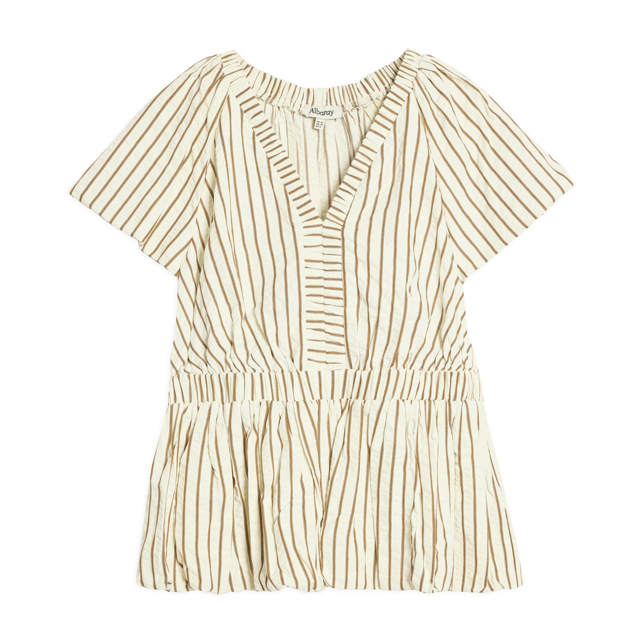 Neutral Stripe Bubble Hem Top