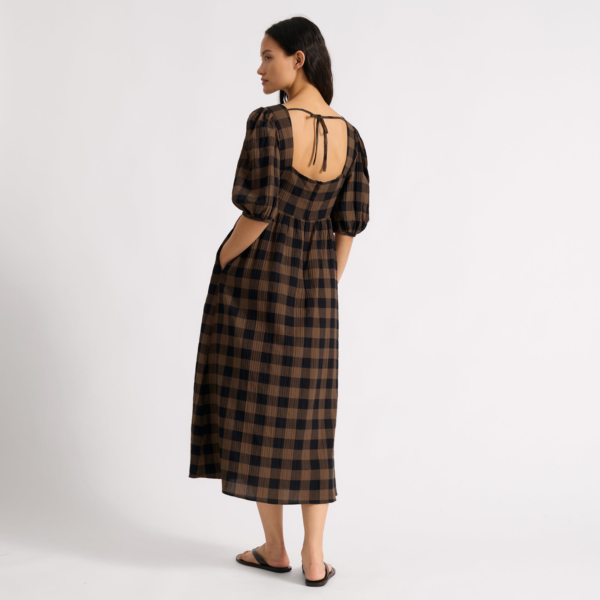 Iconic Chocolate Gingham Dress | Sustainable Womenswear | Albaray