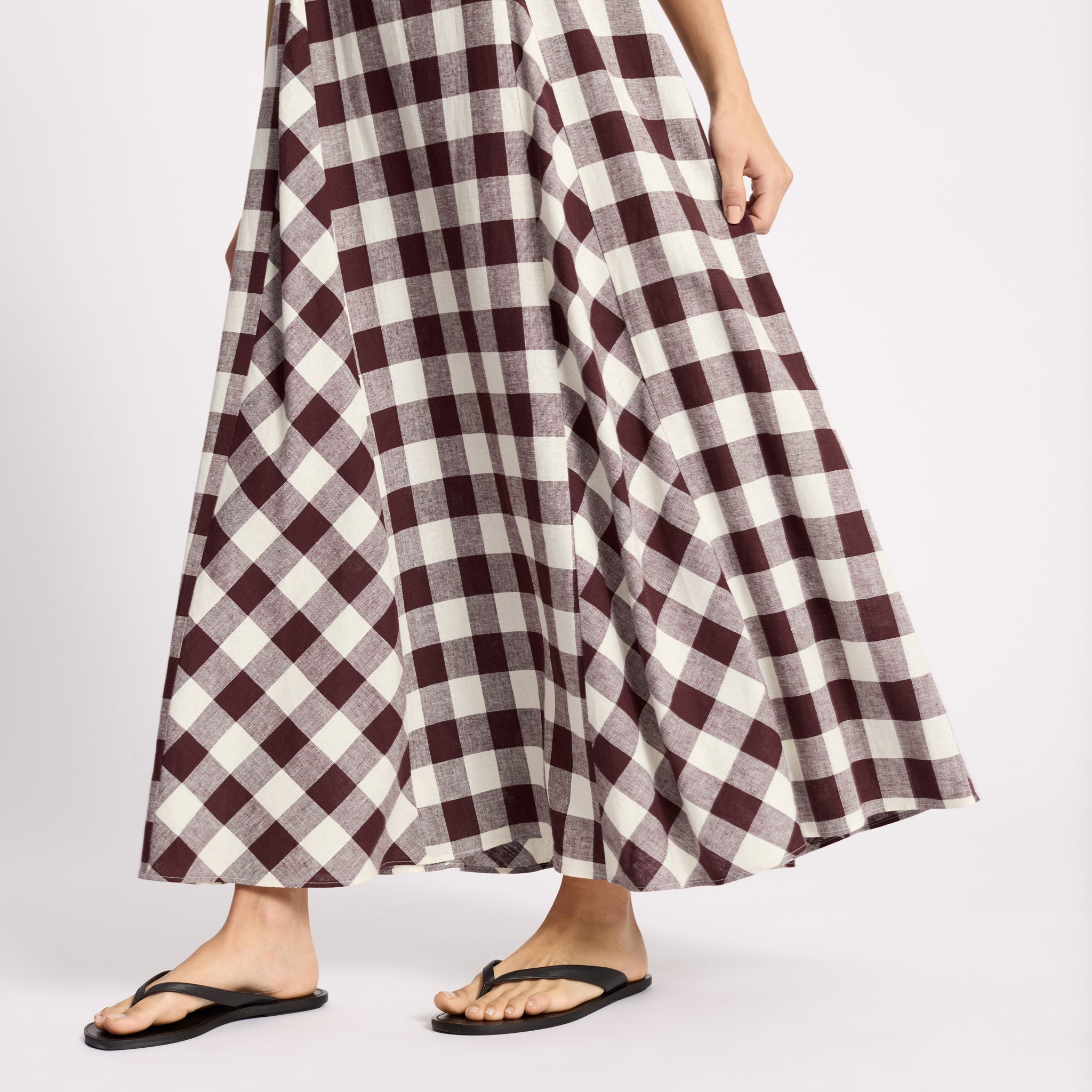 Burgundy Gingham Apron Dress